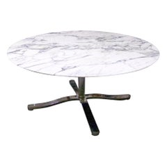 Monumental Nicos Zographos 5' Round Calacatta Marble Dining or Conference Table