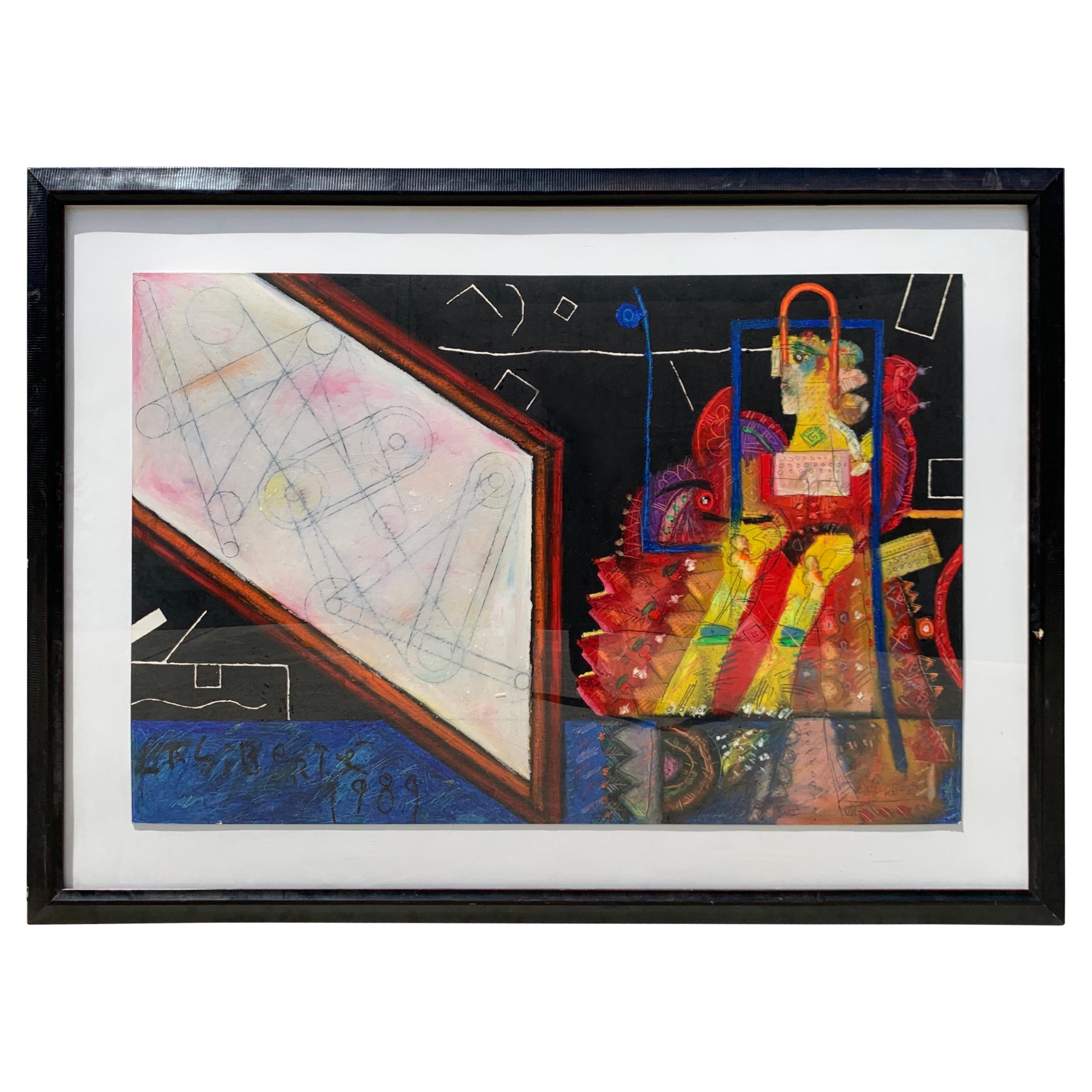 Monumentales Gemälde von Norman Lalibert in Mischtechnik auf Tafel