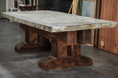 Monumental Oak and Stone Dining Table From Italy, Circa 1880