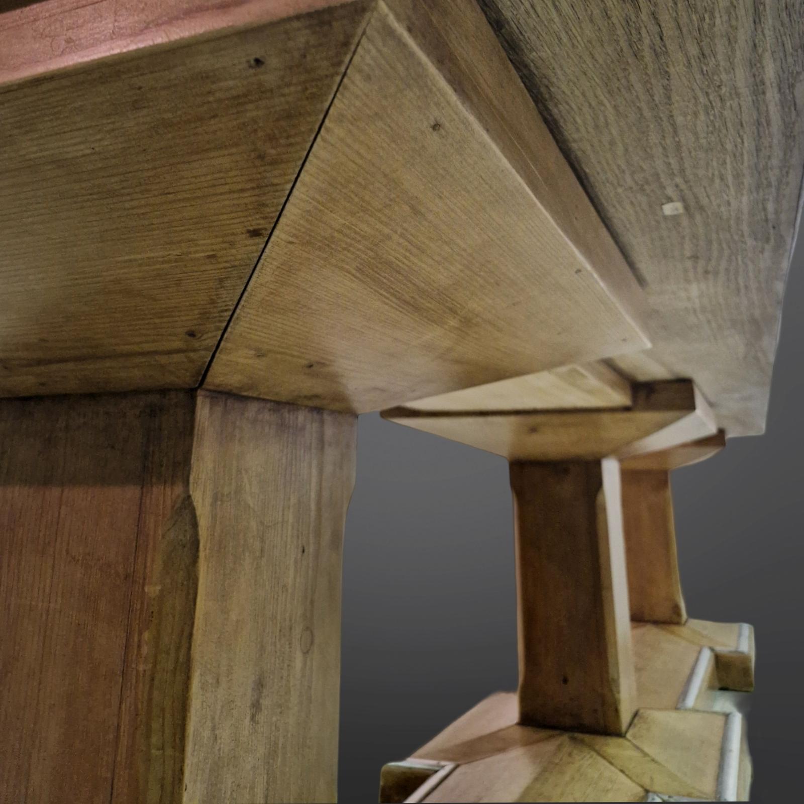 Monumental oak conference table in Haagse school style, Switzerland 1940 8