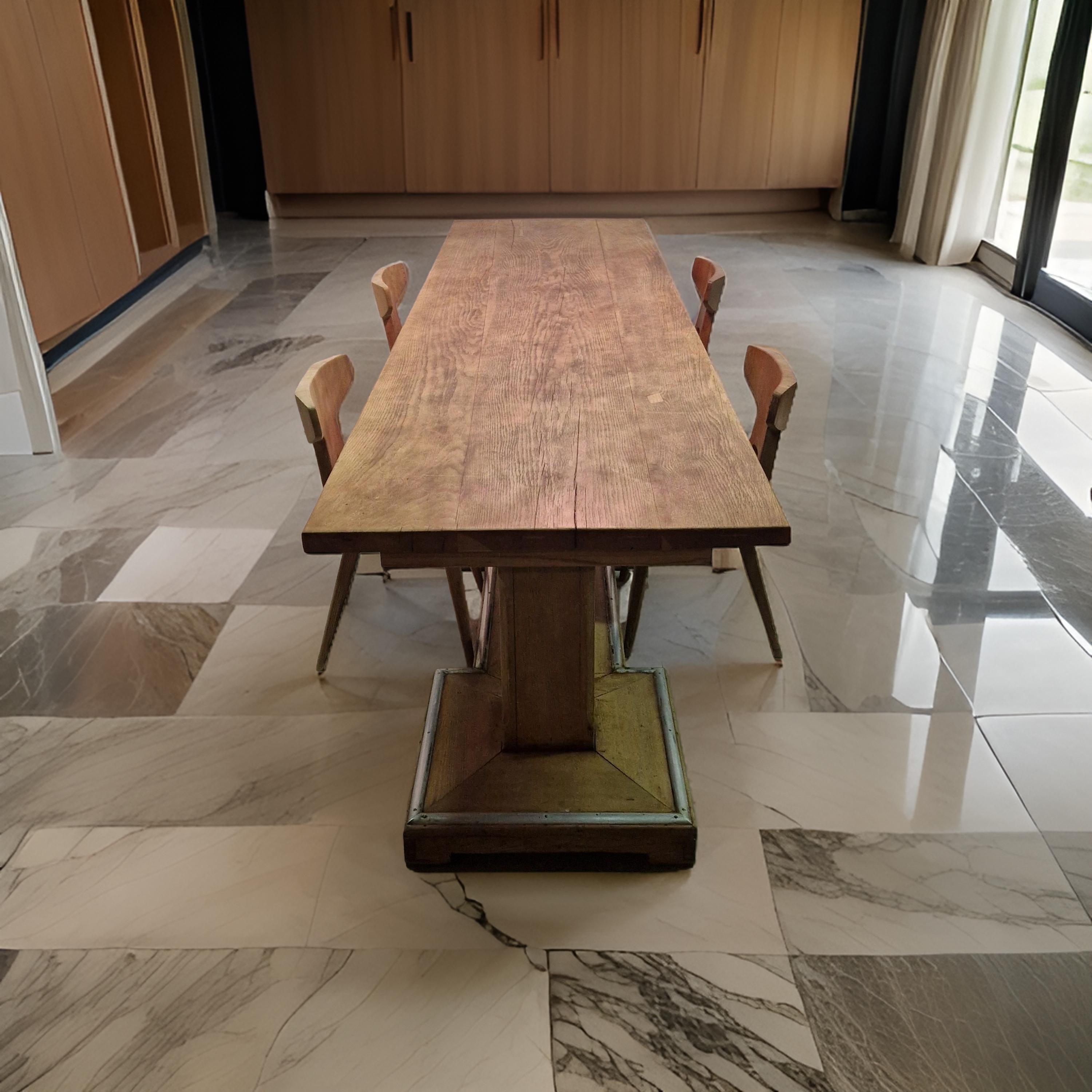 Monumental oak conference table in Haagse school style, Switzerland 1940 10