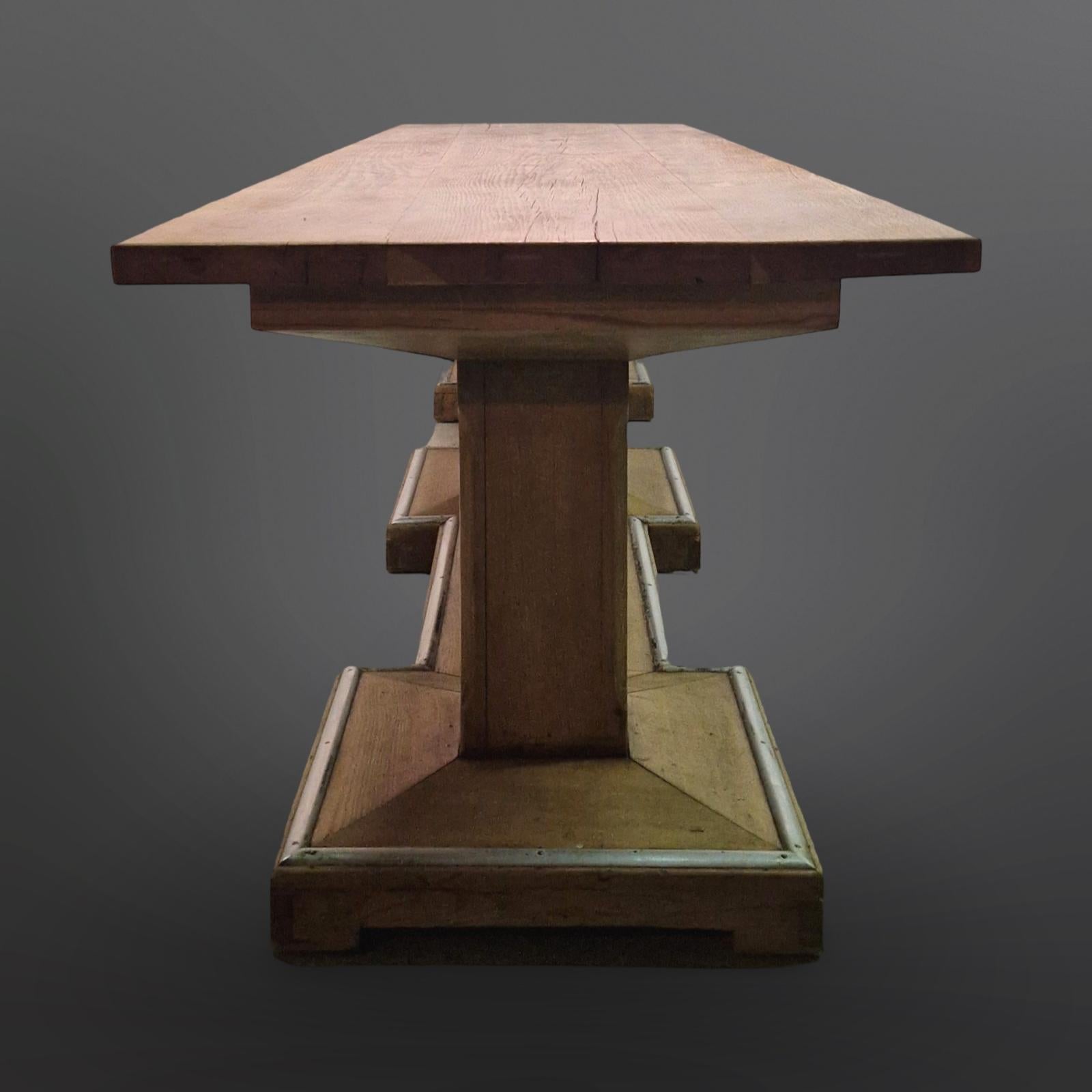 Art Deco Monumental oak conference table in Haagse school style, Switzerland 1940