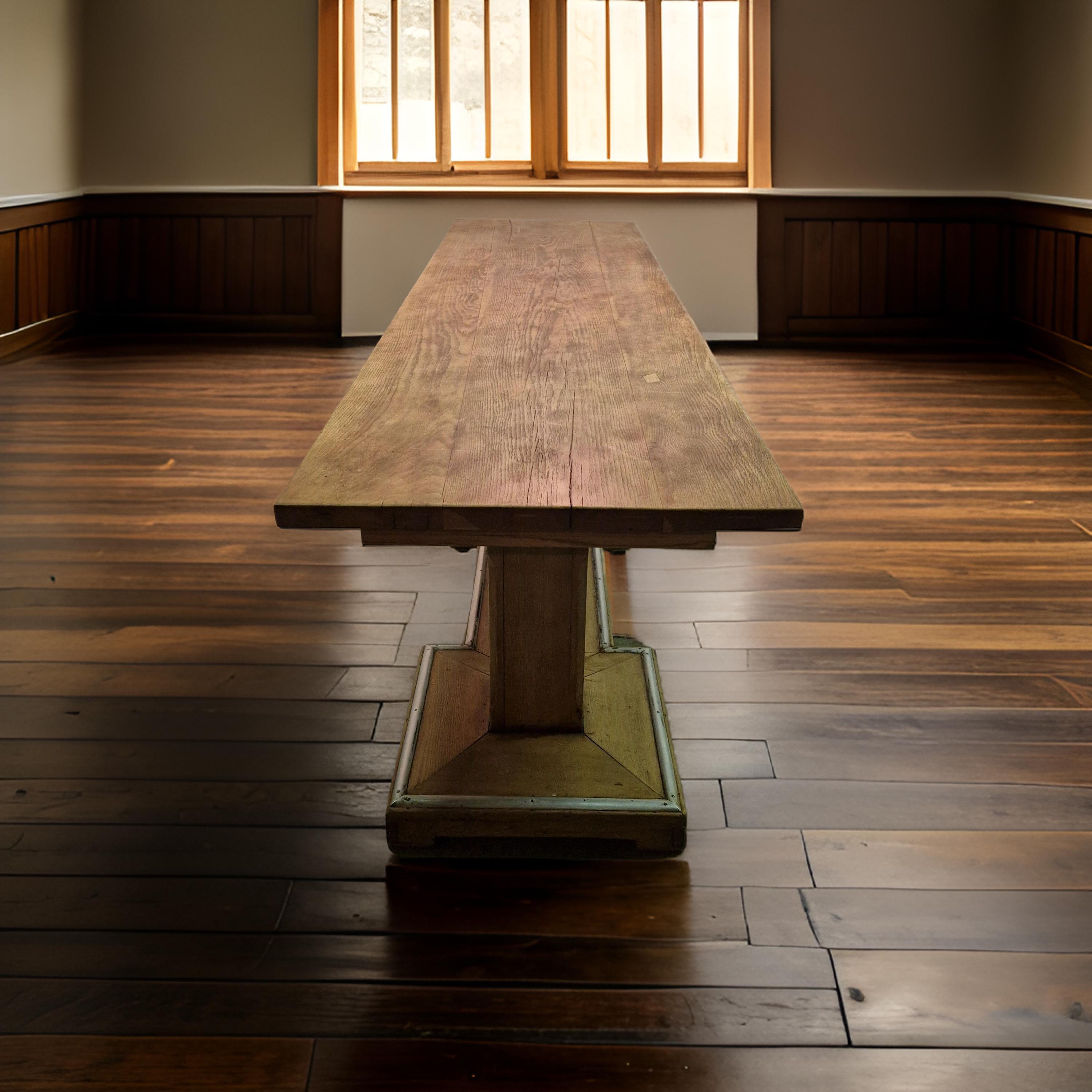 Swiss Monumental oak conference table in Haagse school style, Switzerland 1940