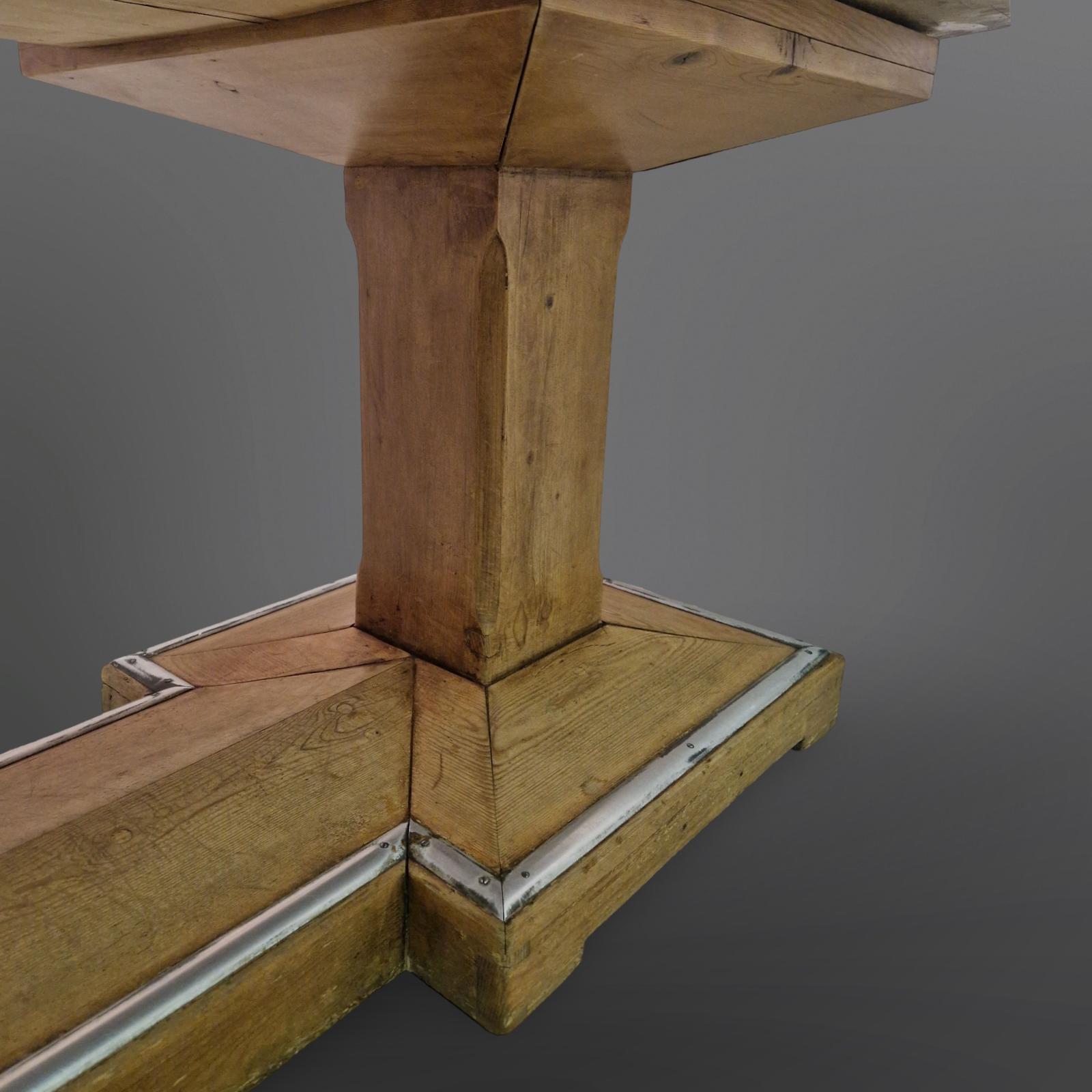 Oak Monumental oak conference table in Haagse school style, Switzerland 1940