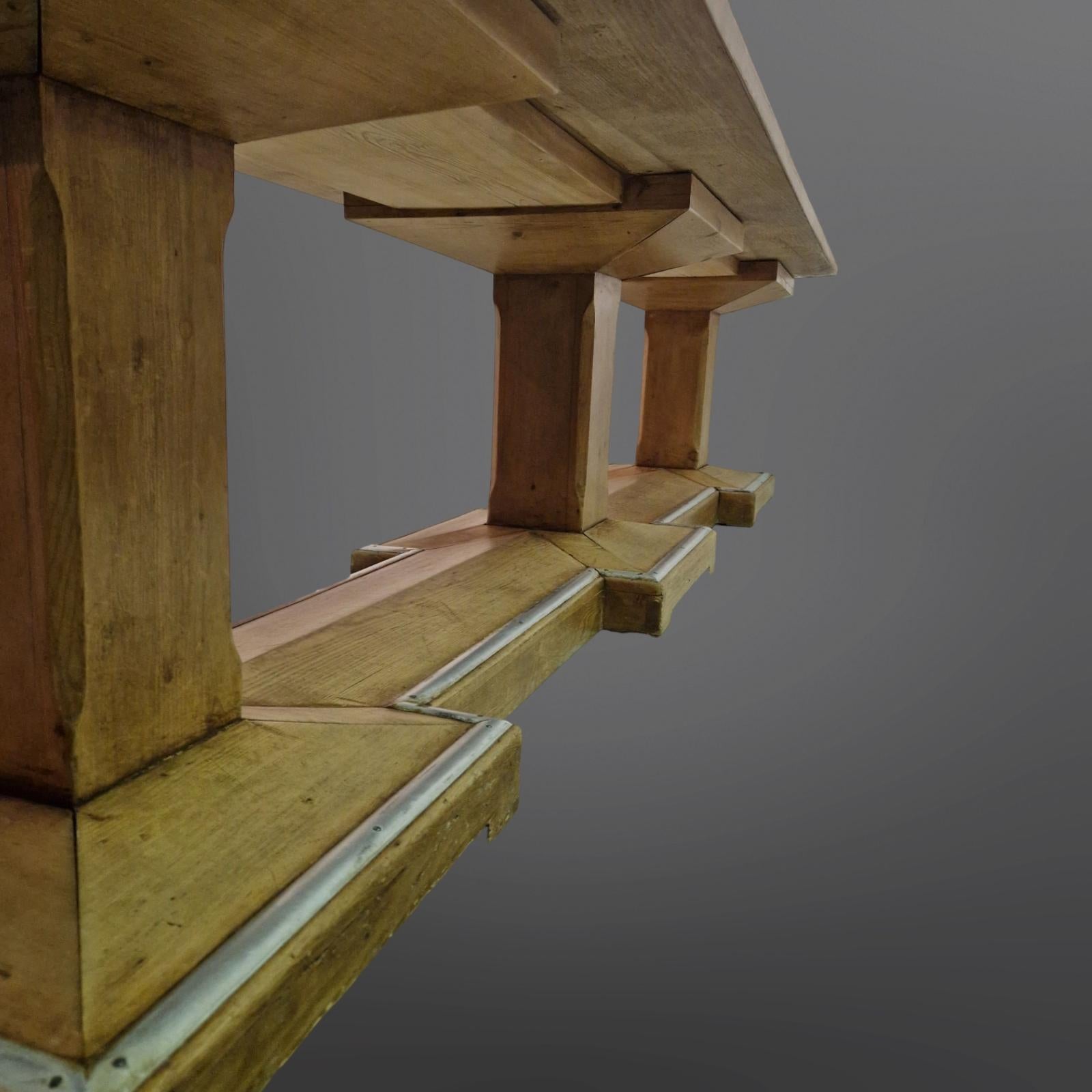 Monumental oak conference table in Haagse school style, Switzerland 1940 1