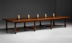 Monumental Oak Dining Table, France circa 1900
