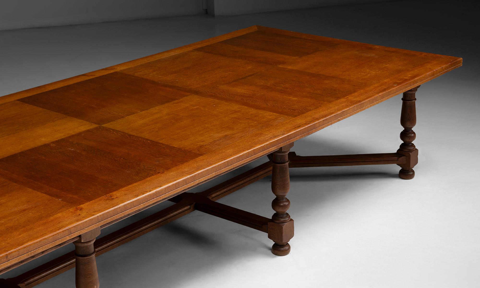 Early 20th Century Monumental Oak Dining Table, France circa 1900 For Sale