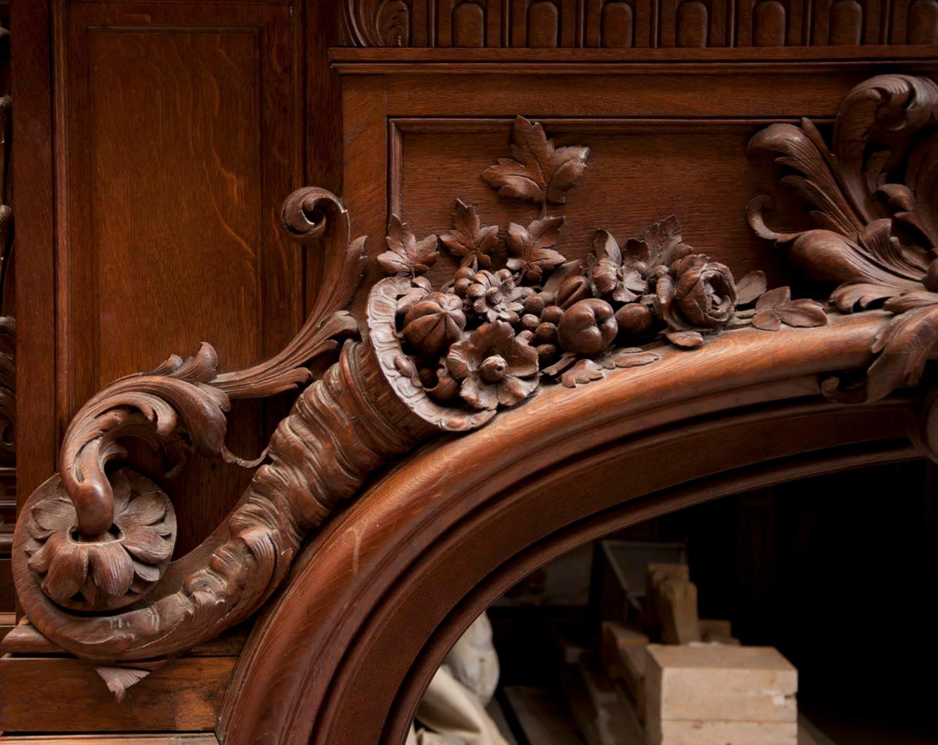 Woodwork Monumental Oak Fireplace, 19th Century For Sale