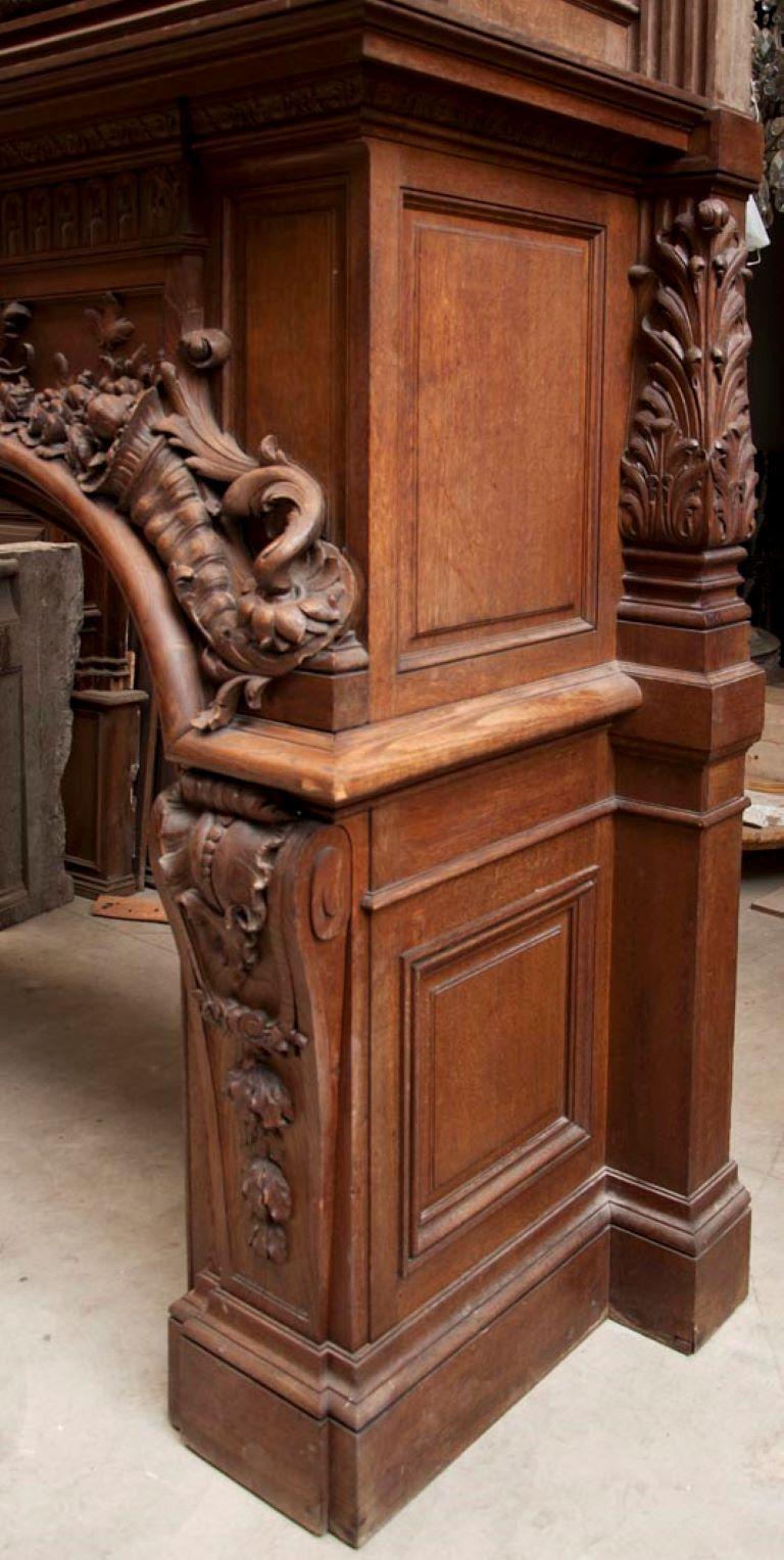 Monumental Oak Fireplace, 19th Century For Sale 1