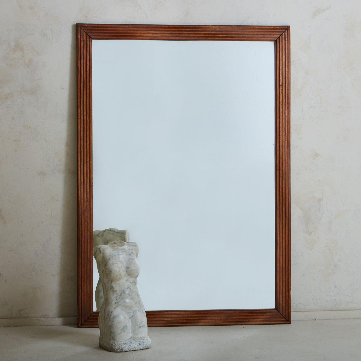 Mid-Century Modern Monumental Oak Frame Mirror, France 19th Century