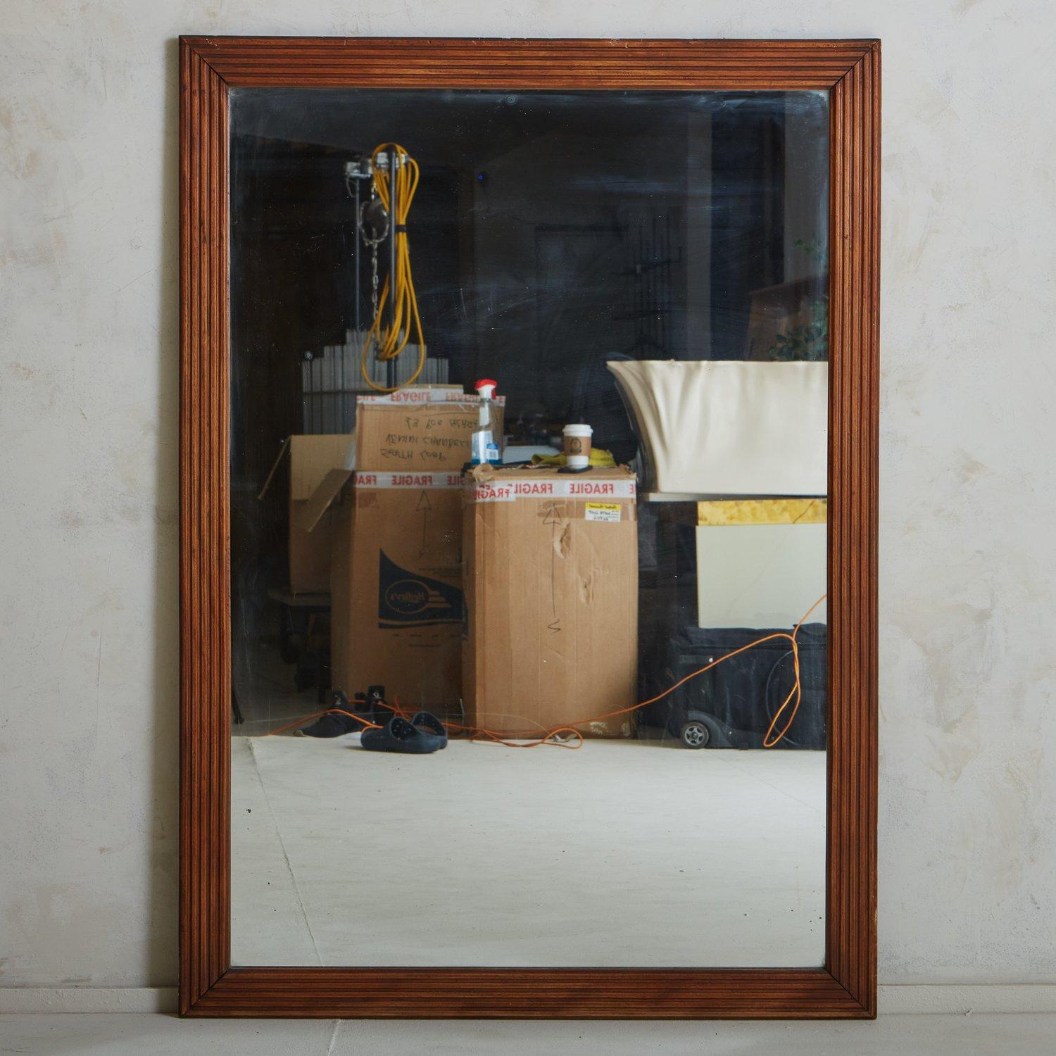 French Monumental Oak Frame Mirror, France 19th Century