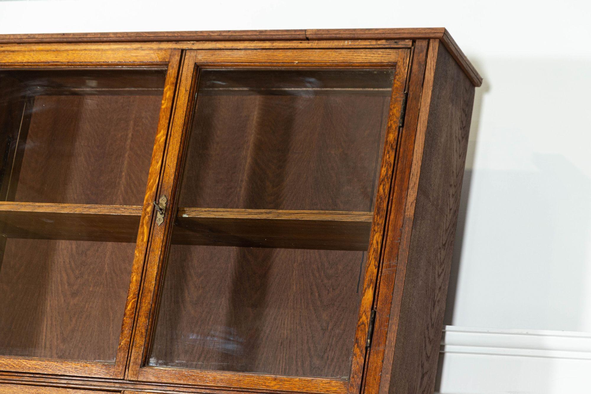 Monumental Oak Glazed Haberdashery Bookcase Cabinet For Sale 9