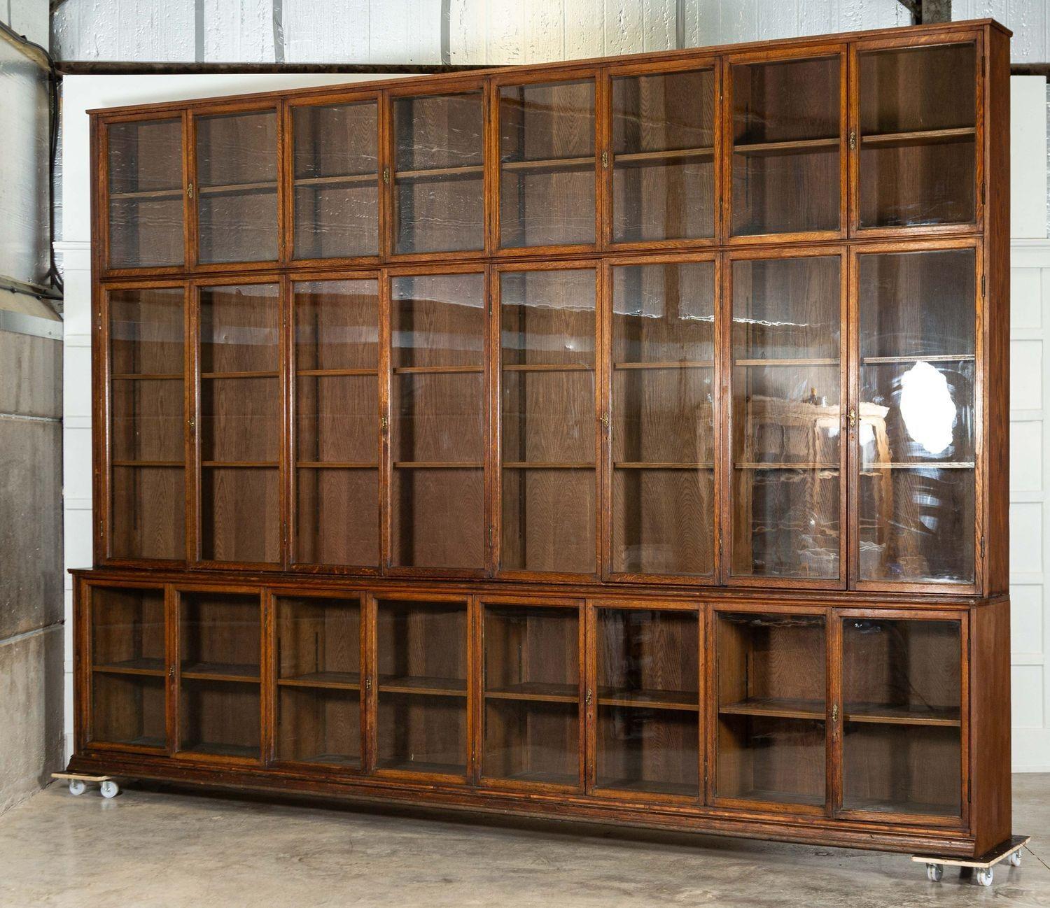 circa 1890
Monumental Oak Glazed Haberdashery Bookcase Cabinet
Provenance: St James's, London.
An exceptional example
sku 1788A
Base W437 x D45 x H96 cm
Top W457 x D28 x H216 cm
Together W457 x D45 x H312 cm
Weight 260 Kg
