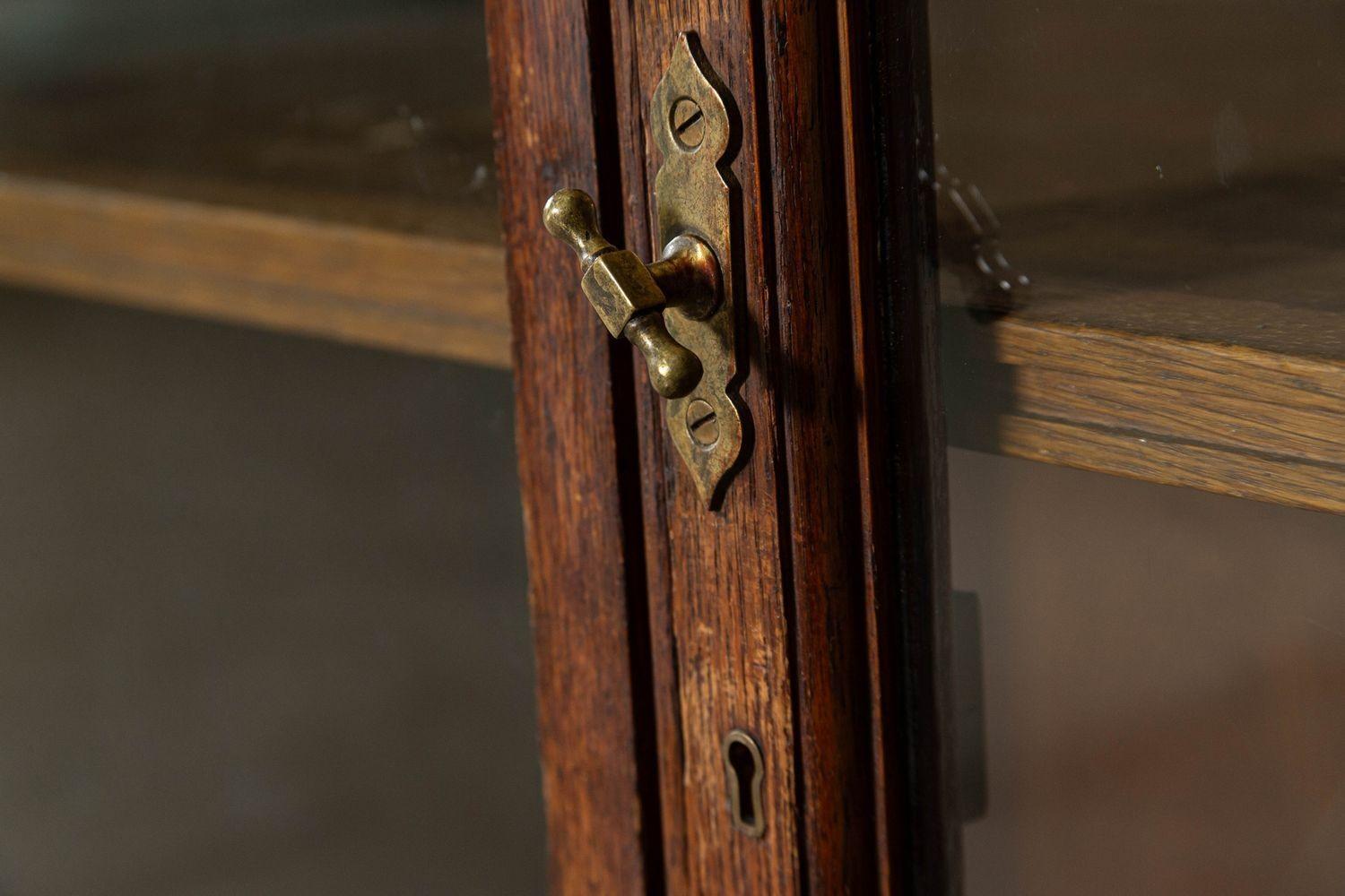 Mahogany Monumental Oak Glazed Haberdashery Bookcase Cabinet For Sale