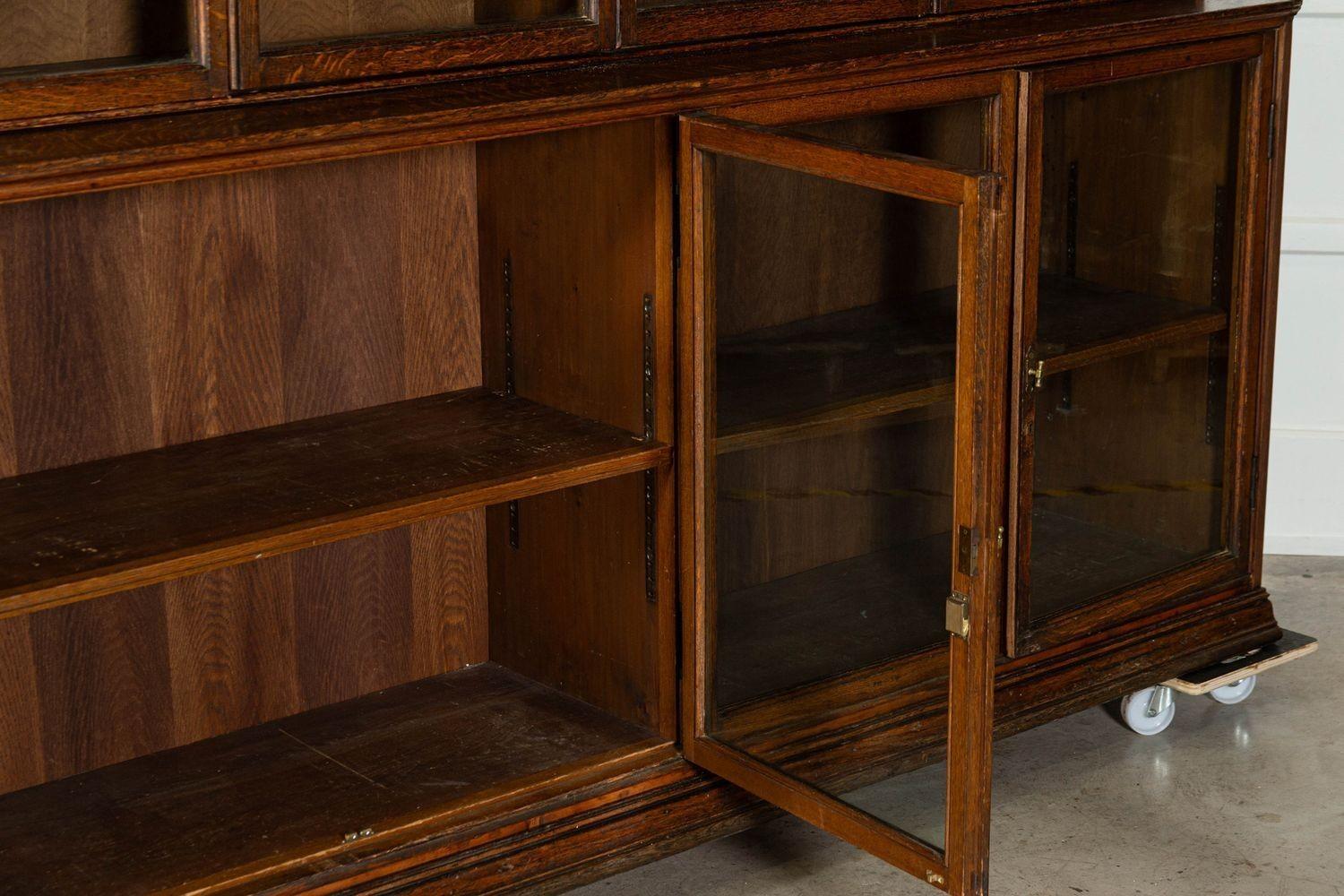Monumental Oak Glazed Haberdashery Bookcase Cabinet For Sale 1