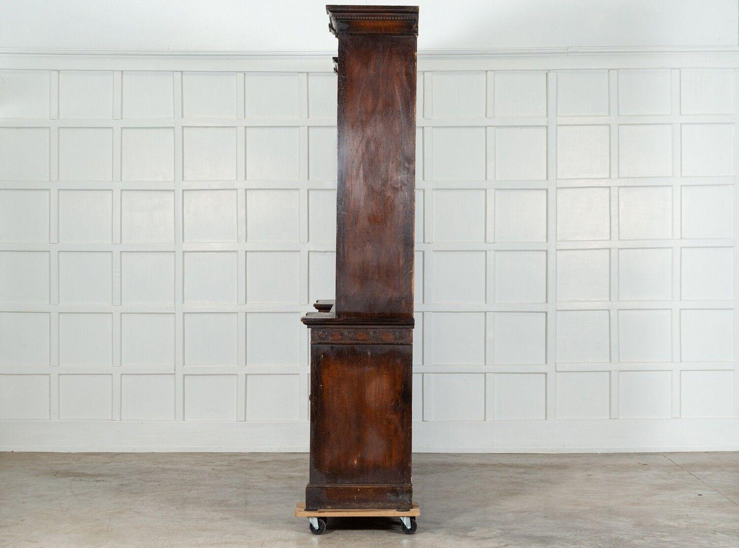 Monumental Oak Inverted Breakfront Bookcase For Sale 3