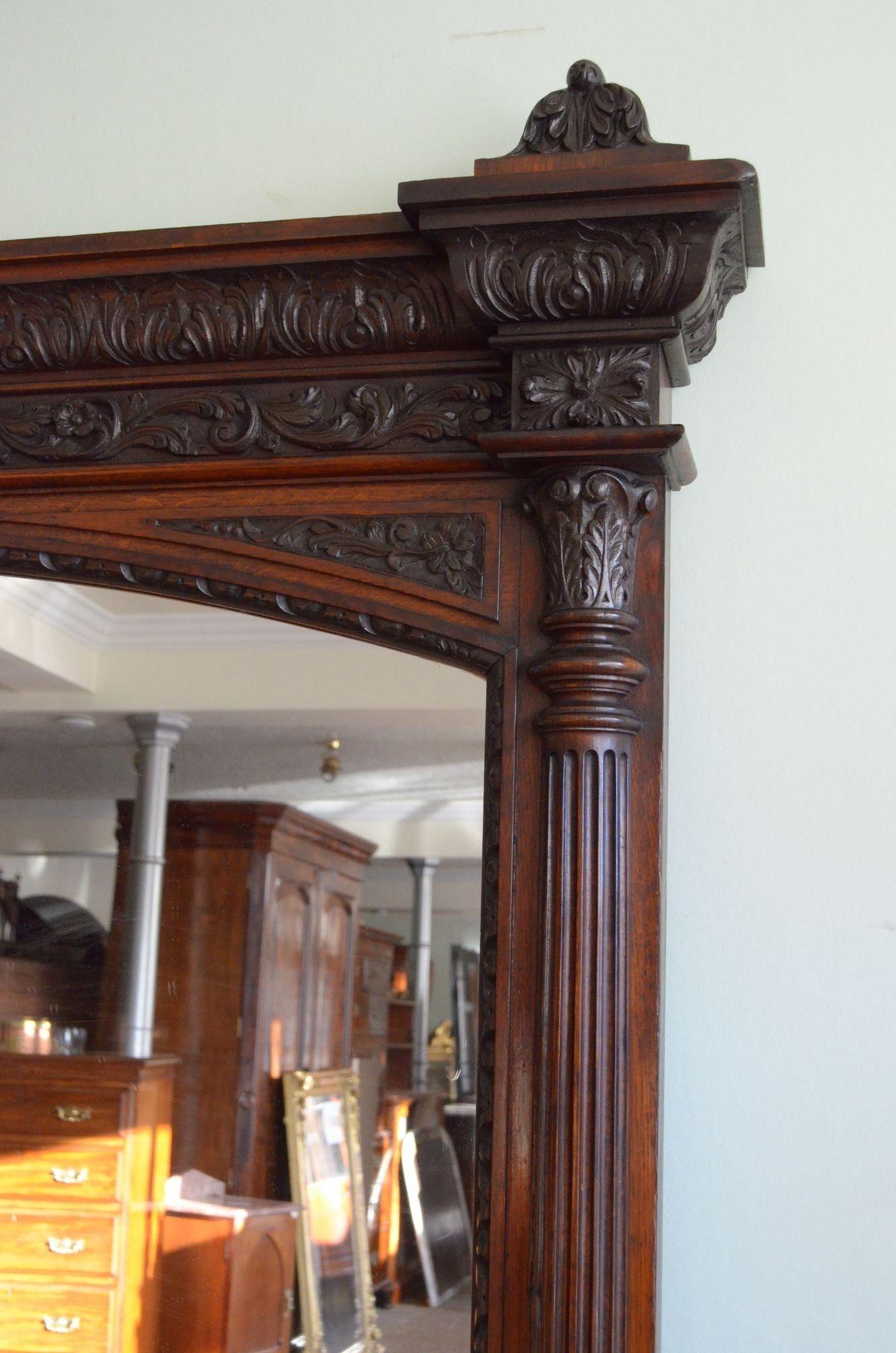 Monumental Oak Overmantle Spiegel / Floor Standing Mirror H200m im Angebot 4