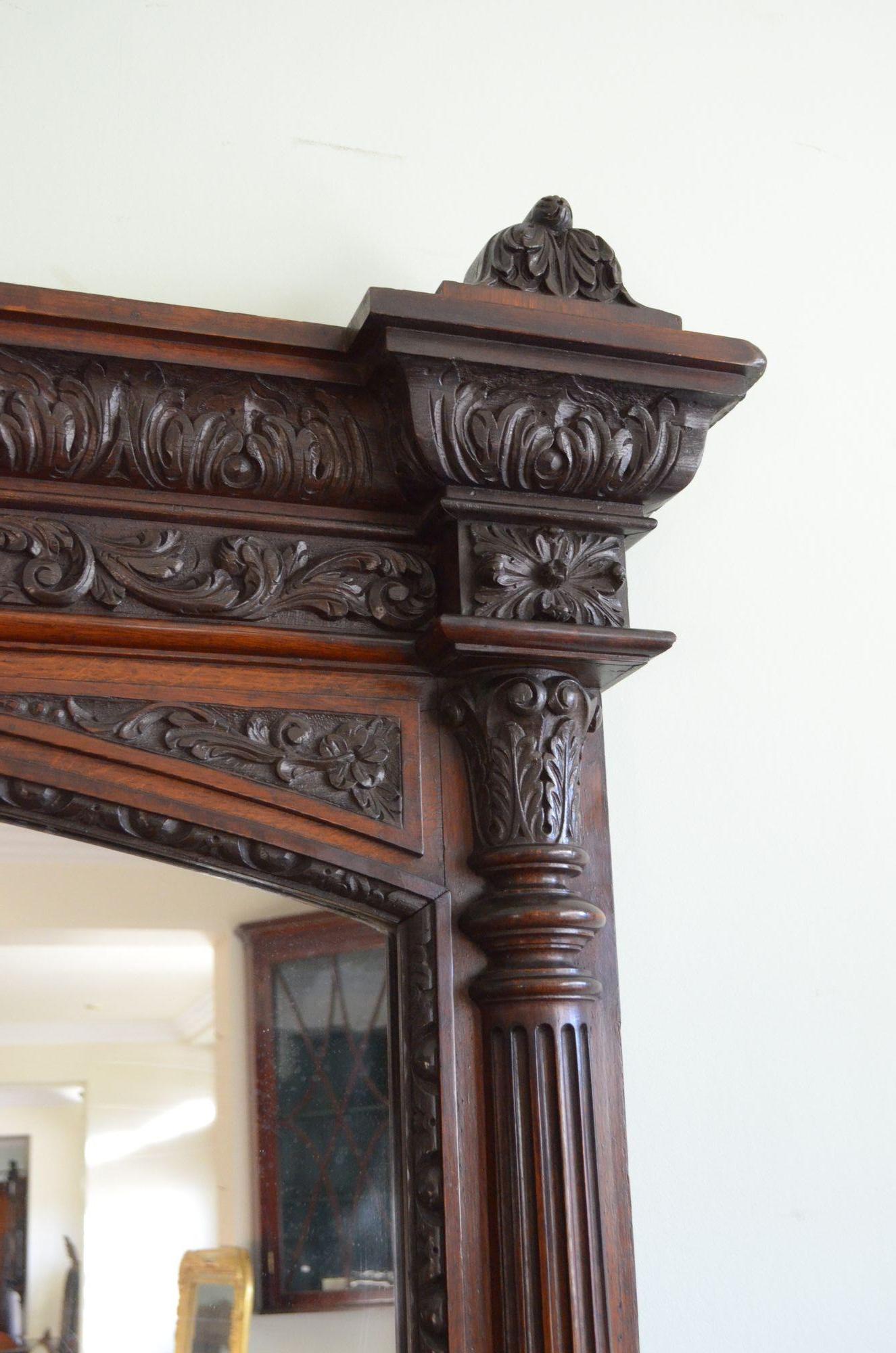 Monumental Oak Overmantle Spiegel / Floor Standing Mirror H200m im Angebot 6