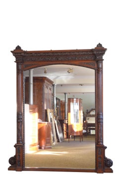Monumental Oak Overmantle Mirror / Floor Standing Mirror H200m