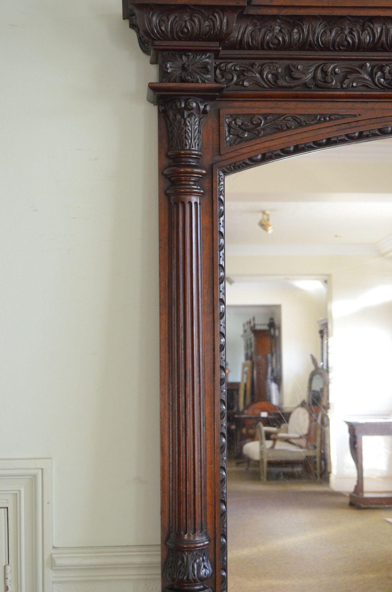 Monumental Oak Overmantle Spiegel / Floor Standing Mirror H200m (19. Jahrhundert) im Angebot