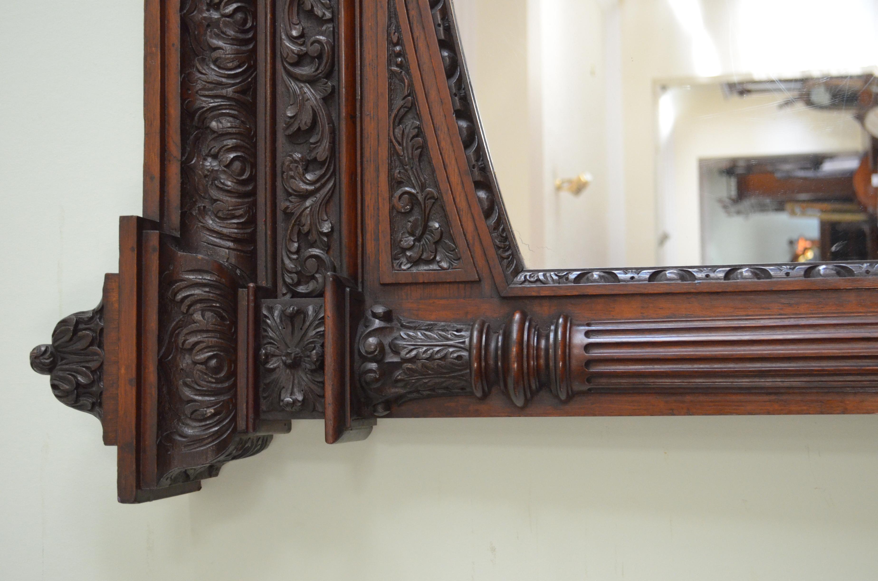 19th Century Monumental Oak Overmantle Mirror / Floor Standing Mirror H200m For Sale