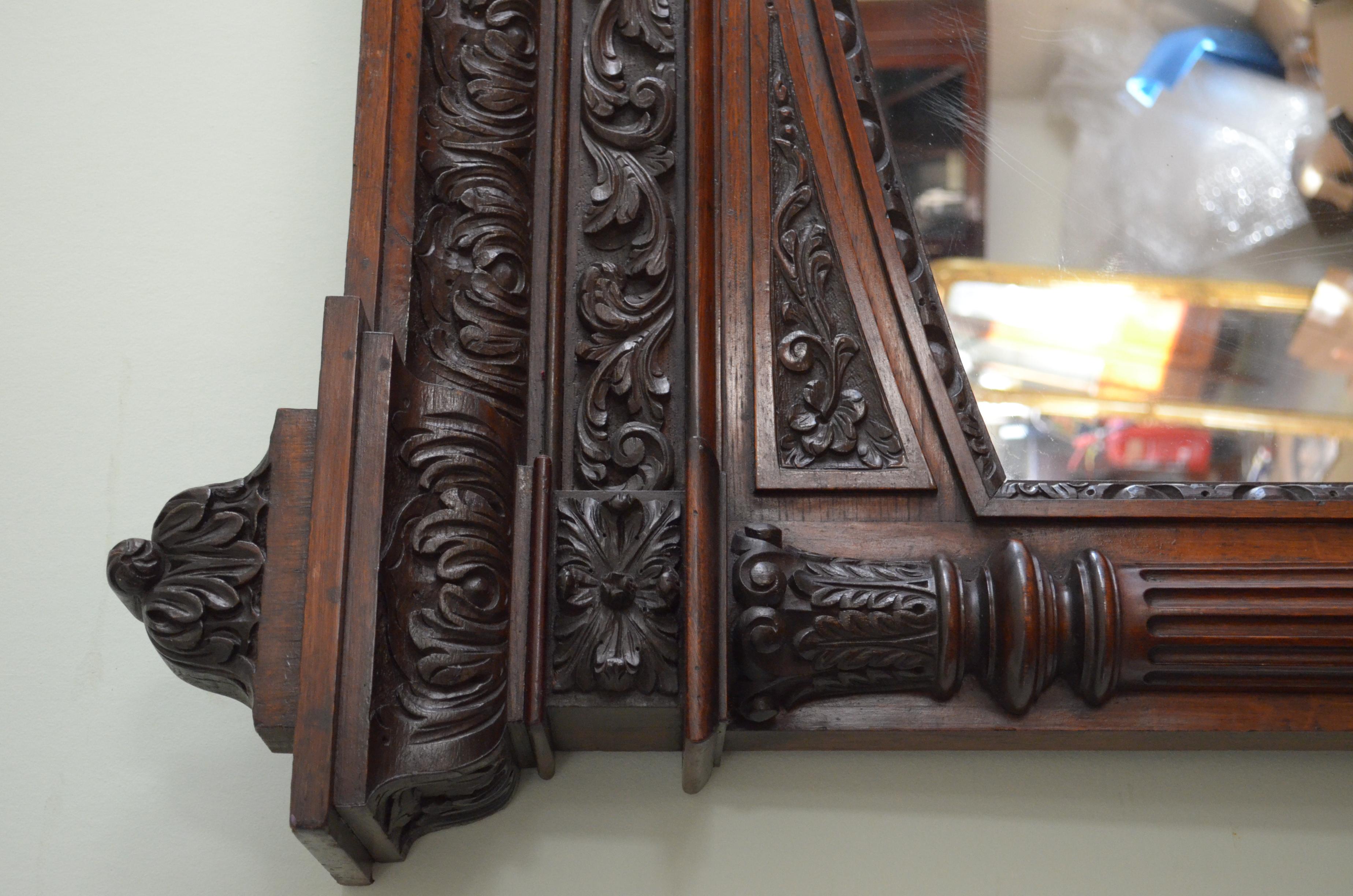 Monumental Oak Overmantle Mirror / Floor Standing Mirror H200m For Sale 1