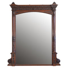Monumental Oak Overmantle Mirror / Floor Standing Mirror H200m