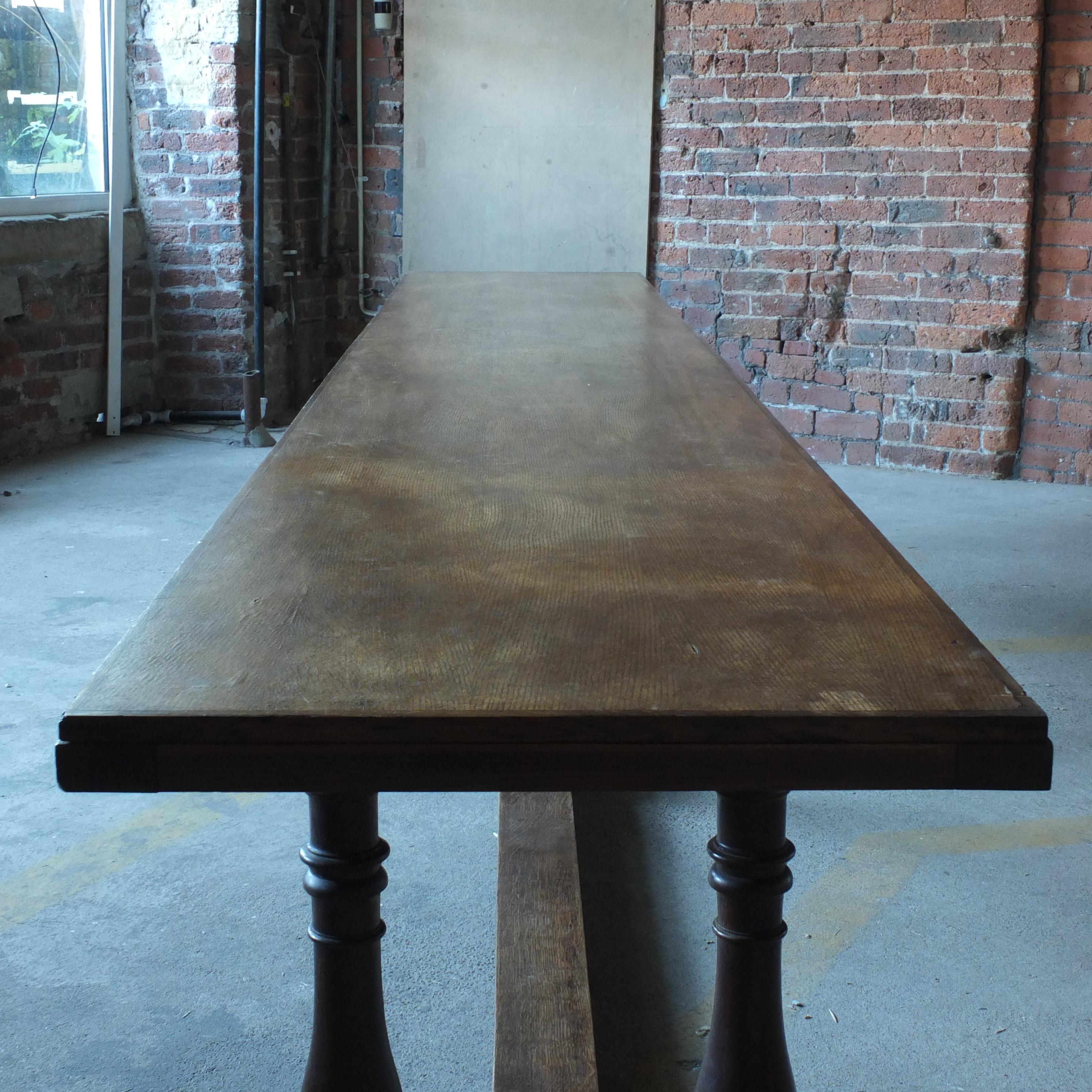 British Monumental Oak Refectory Table, C1920