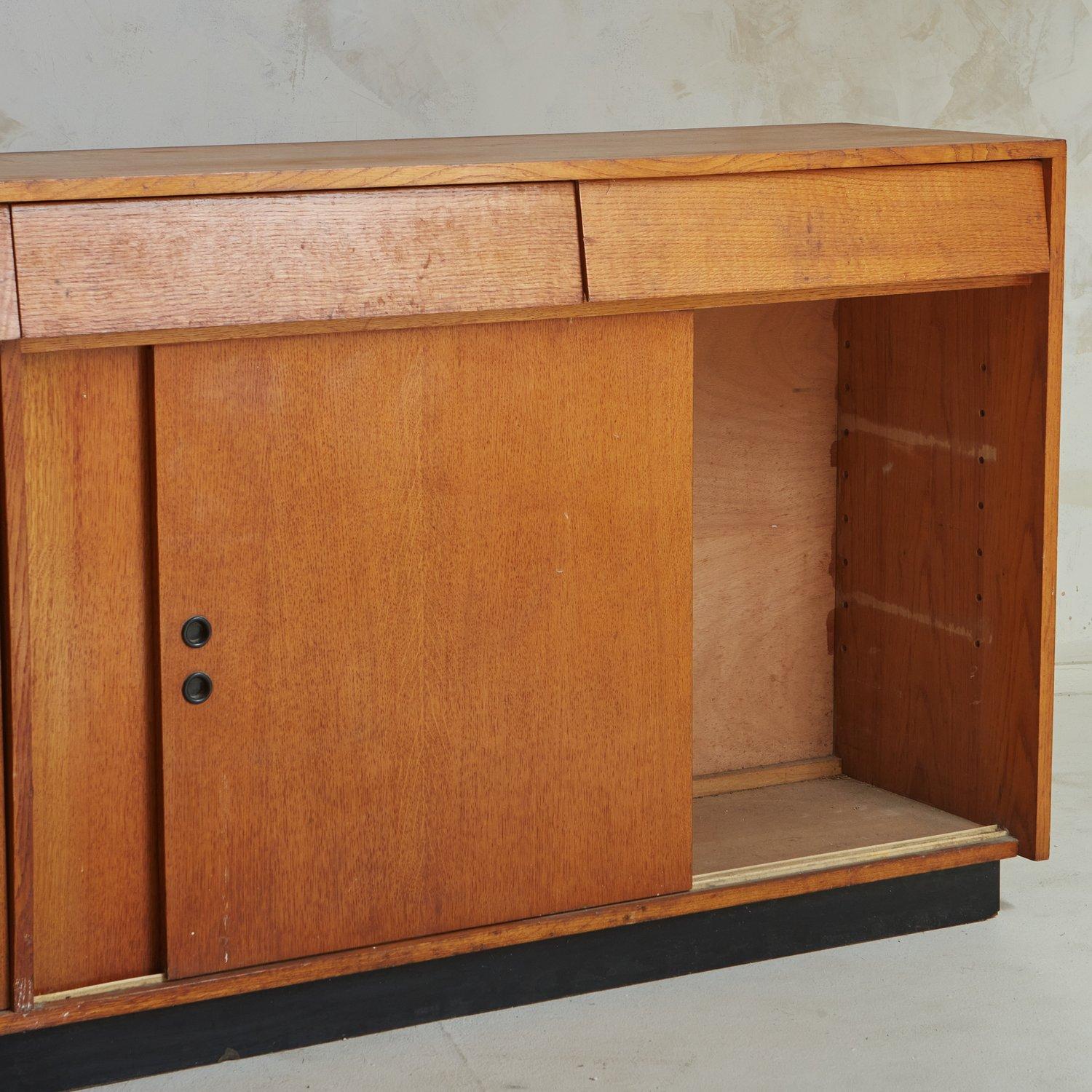 Mid-20th Century Monumental Oak Shop Cabinet with Drawers, France 1950s For Sale