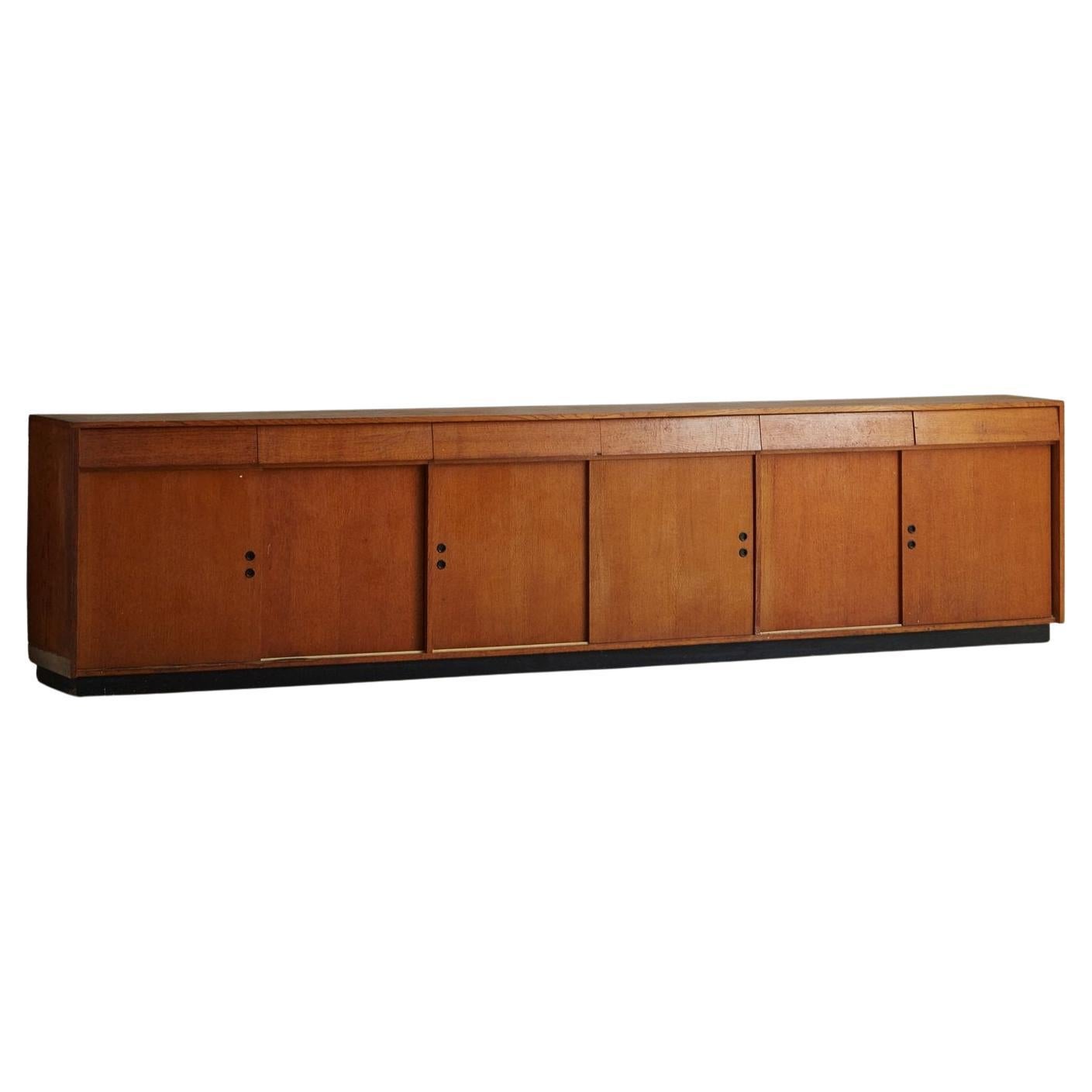 Monumental Oak Shop Cabinet with Drawers, France 1950s