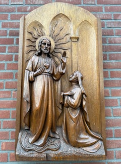 Monumental Oakwood Religious Relief, Sacred Heart of Jesus & Saint Margaret Mary