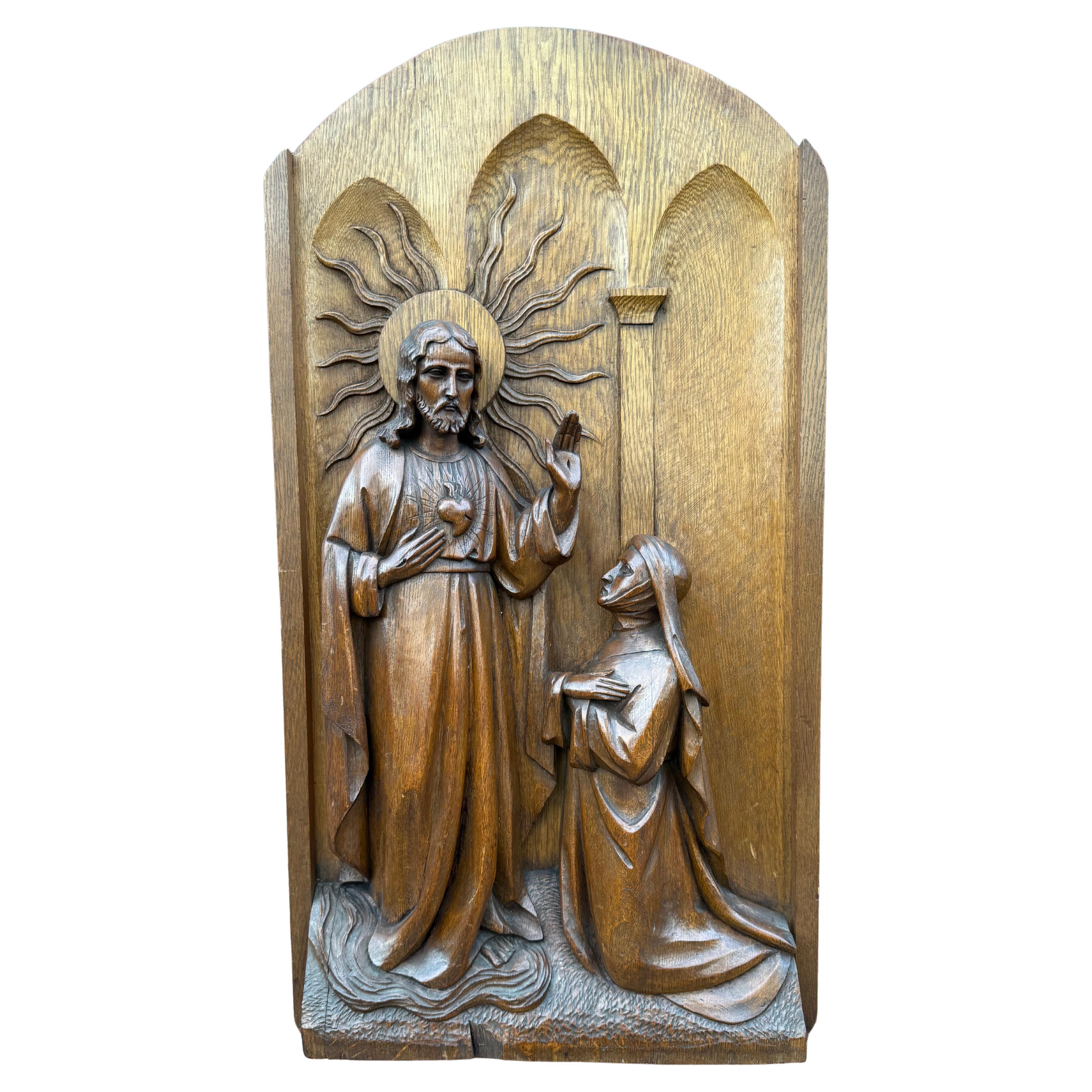 Monumental Oakwood Religious Relief, Sacred Heart of Jesus 
Saint Margaret Mary