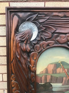 Monumental Oil on Canvas Icon, St. George, Art Deco, Russian Order, Carved Frame