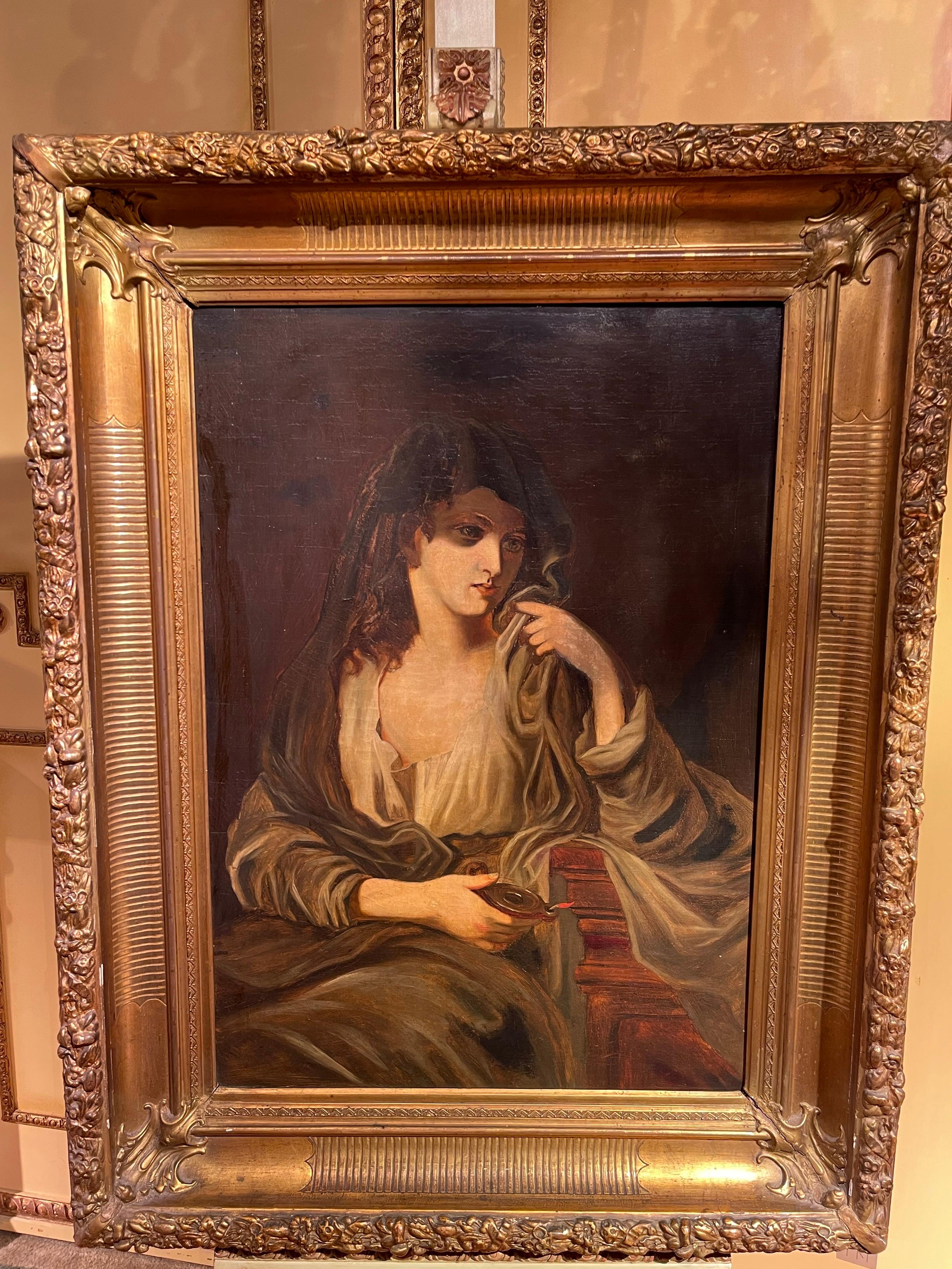 Peinture monumentale à l'huile sur toile / Portrait, 19e siècle Bon état - En vente à Berlin, DE