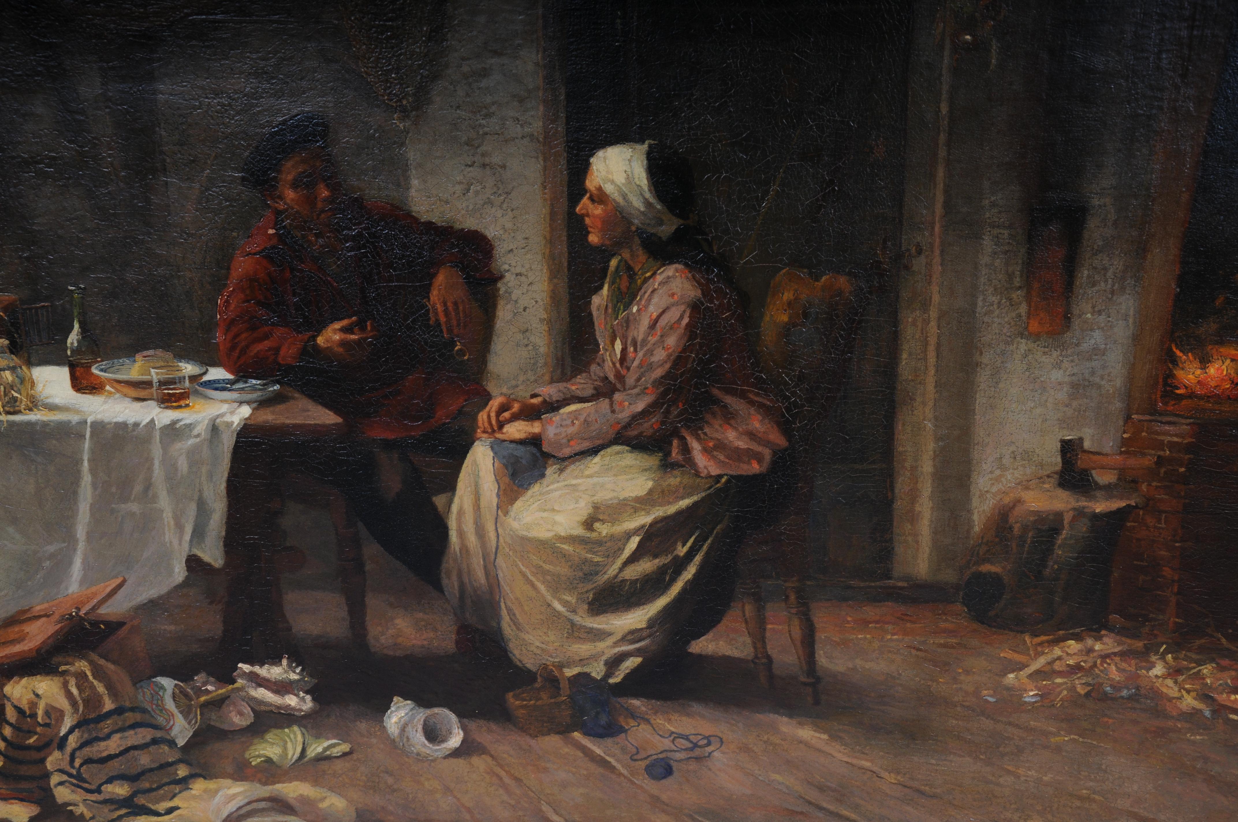 XIXe siècle Peinture à l'huile monumentale de Hermann Pabst, Le retour du marin (1840-1910) en vente