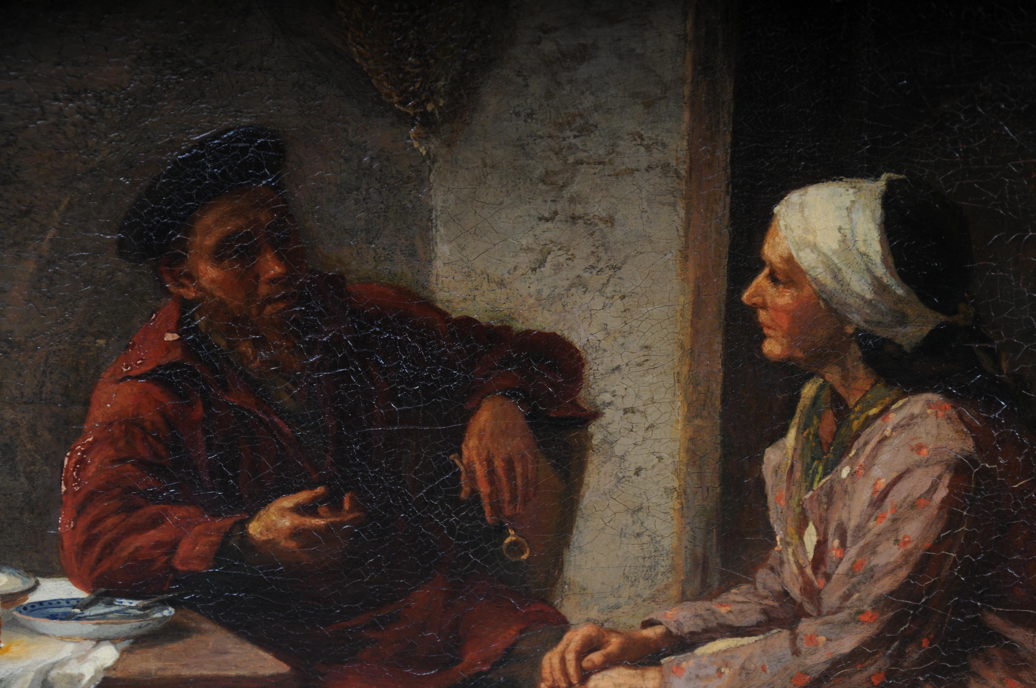 Peinture à l'huile monumentale de Hermann Pabst, Le retour du marin (1840-1910) en vente 2