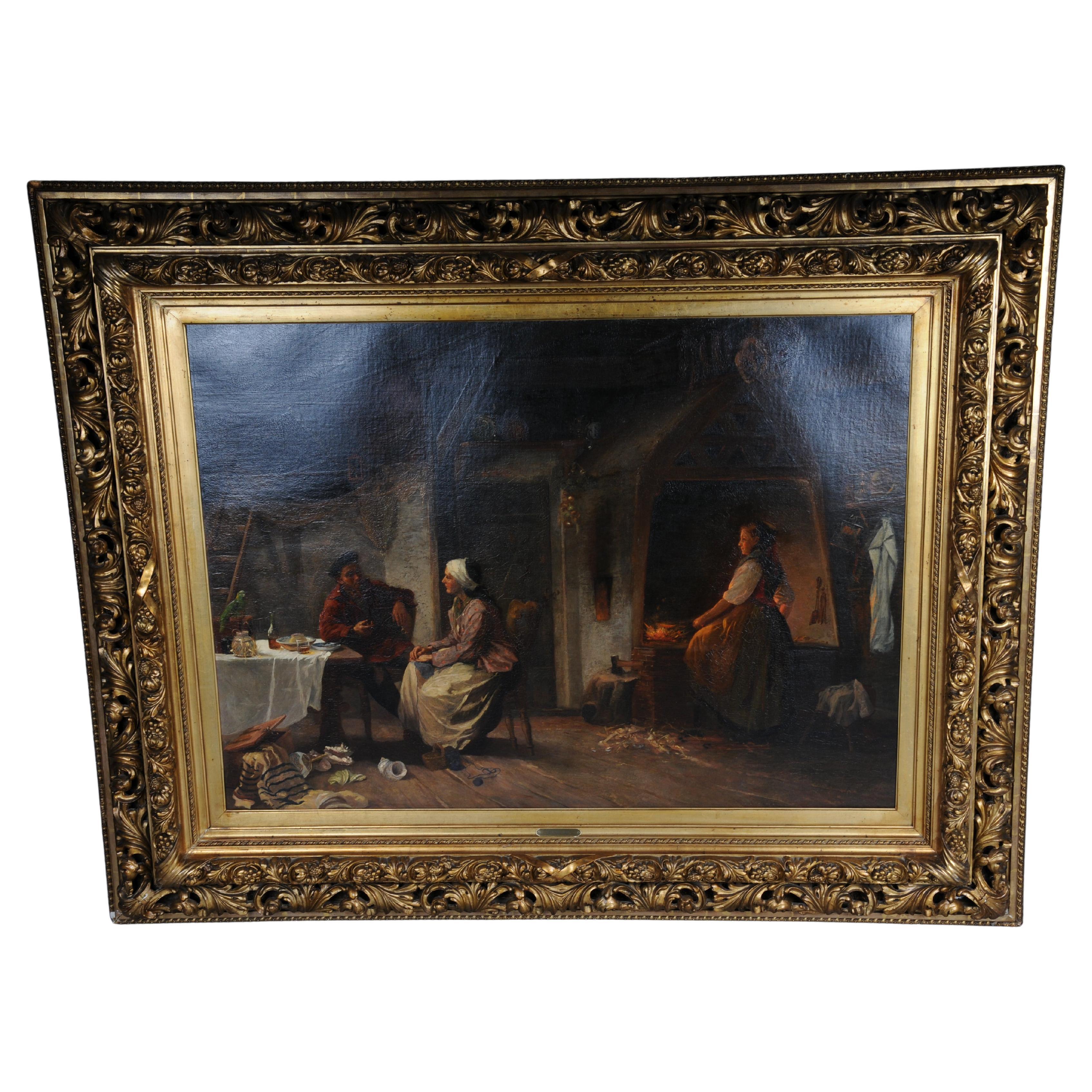 Peinture à l'huile monumentale de Hermann Pabst, Le retour du marin (1840-1910) en vente