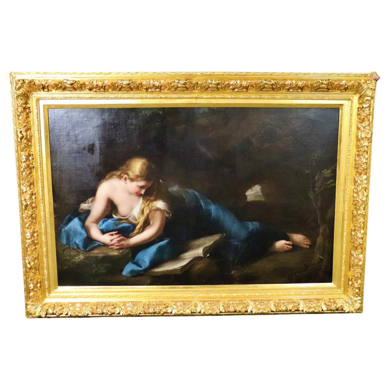 Monumentales Ölgemälde, Mary Magdalene, Lese nach Pompeo Batoni, um 1870