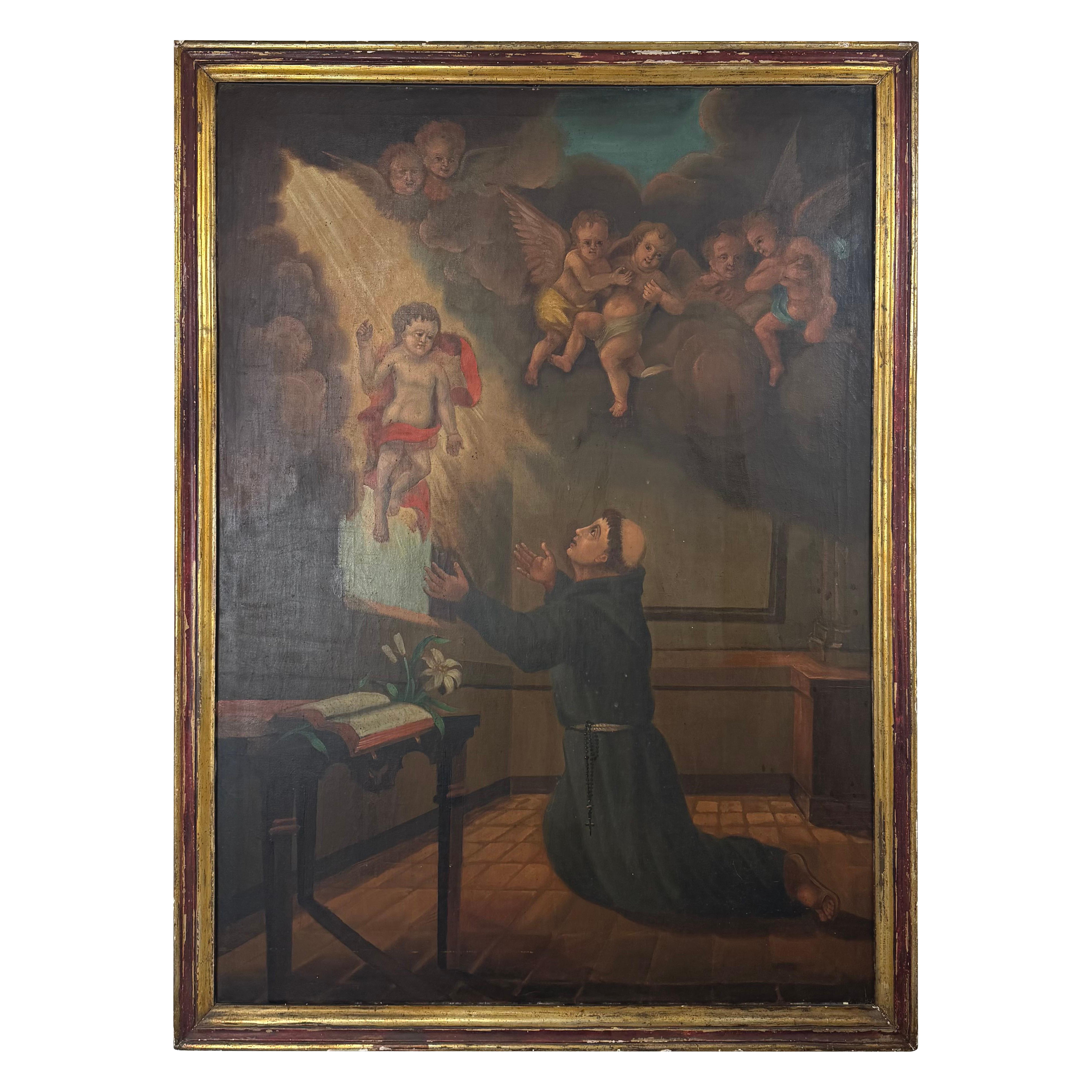 Monumentales Ölgemälde des Heiligen Antonius von Padua, 19. Jahrhundert im Angebot