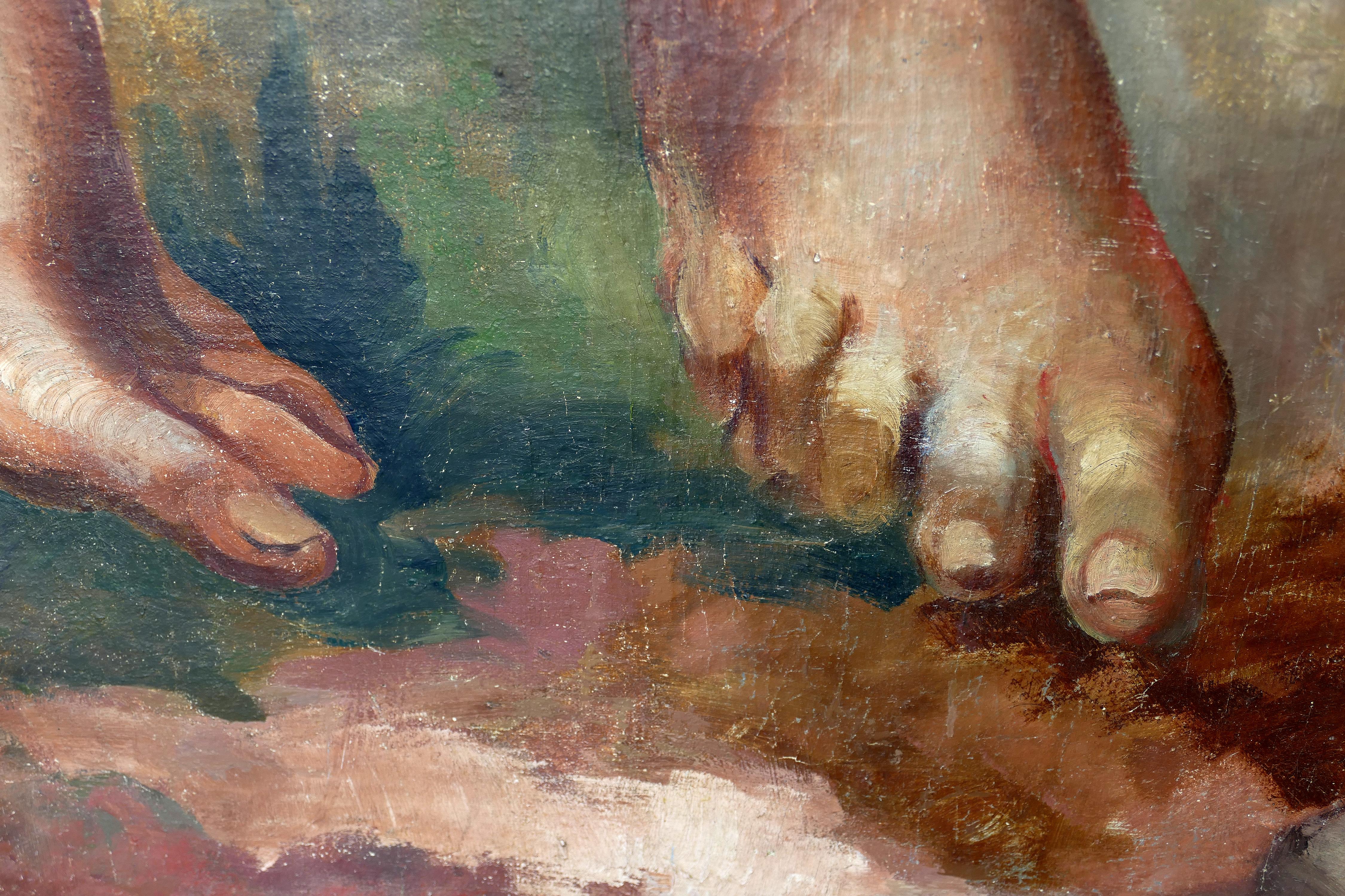 Peinture à l'huile monumentale Art déco d'André Hofer sur toile, « Harvest », 1924 6