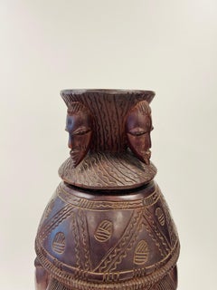 Monumental Old Antique African Urn in Noble Wood