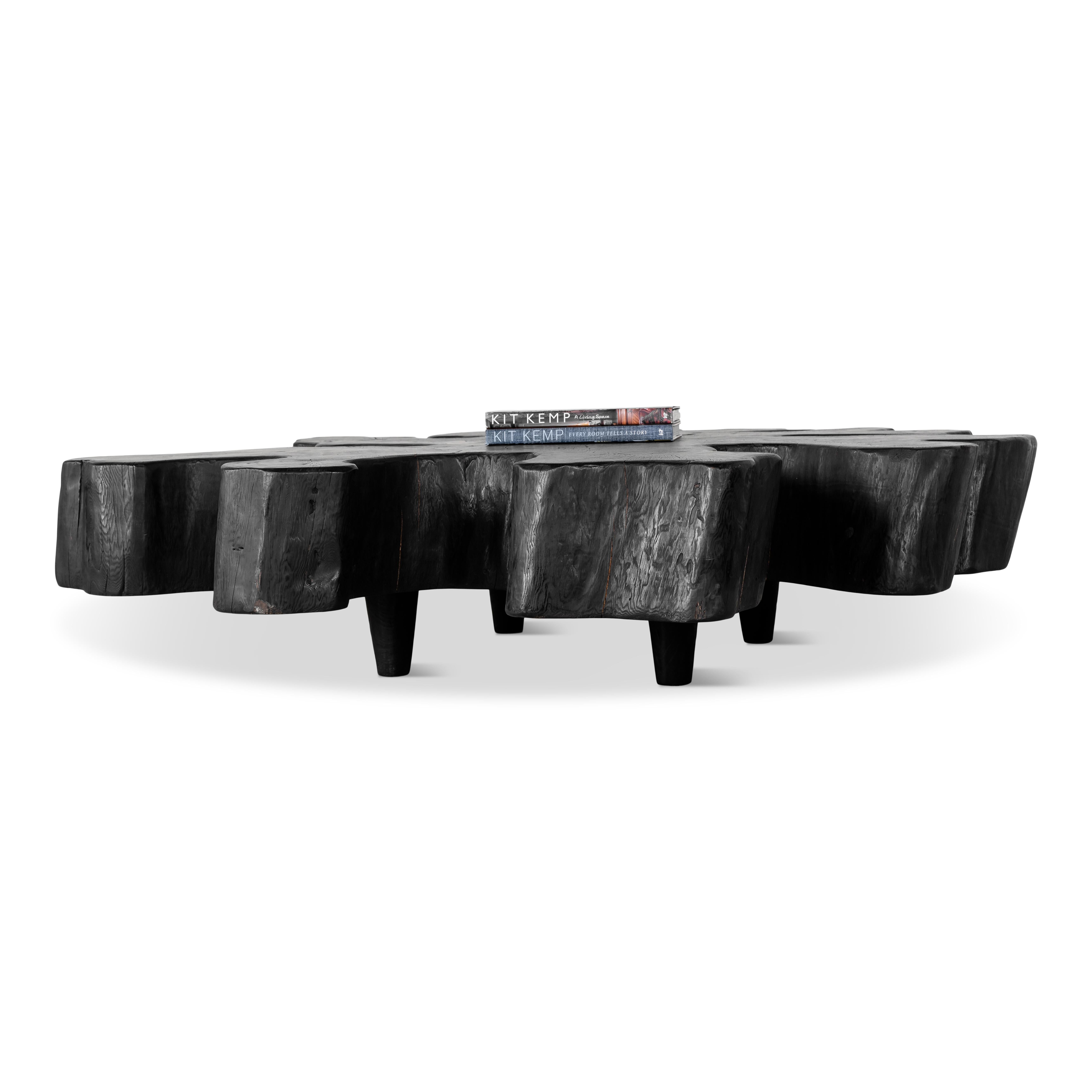 Monumental Organic Form Lychee Wood Coffee Table In Good Condition In Dallas, TX