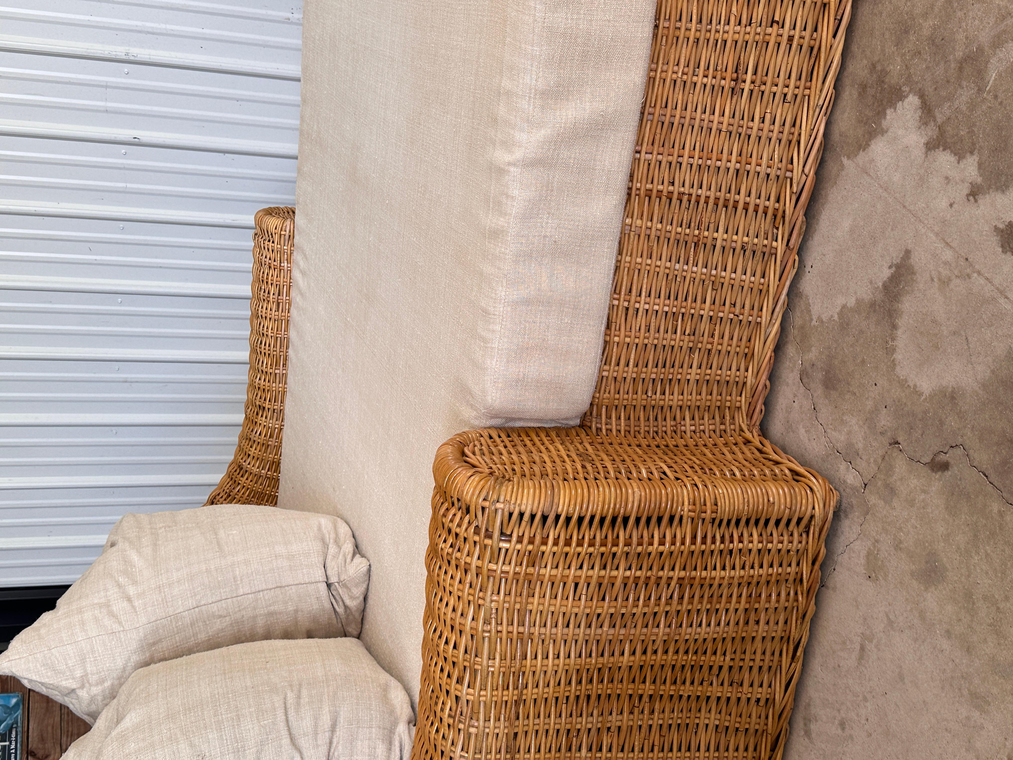 Monumental Organic Modern Rattan Chaise Lounge by Michael Taylor Wicker Works 4
