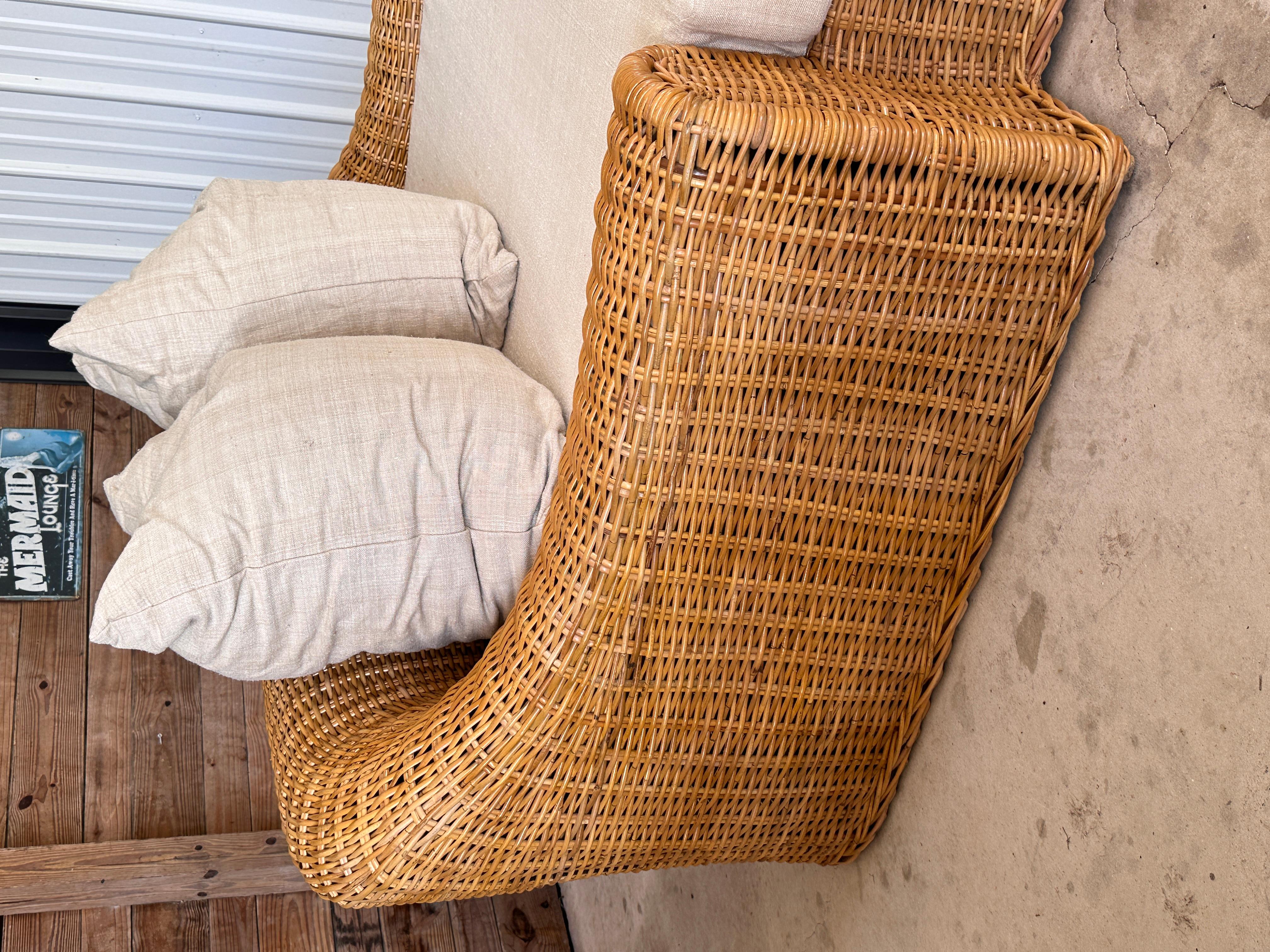 Monumental Organic Modern Rattan Chaise Lounge by Michael Taylor Wicker Works 5