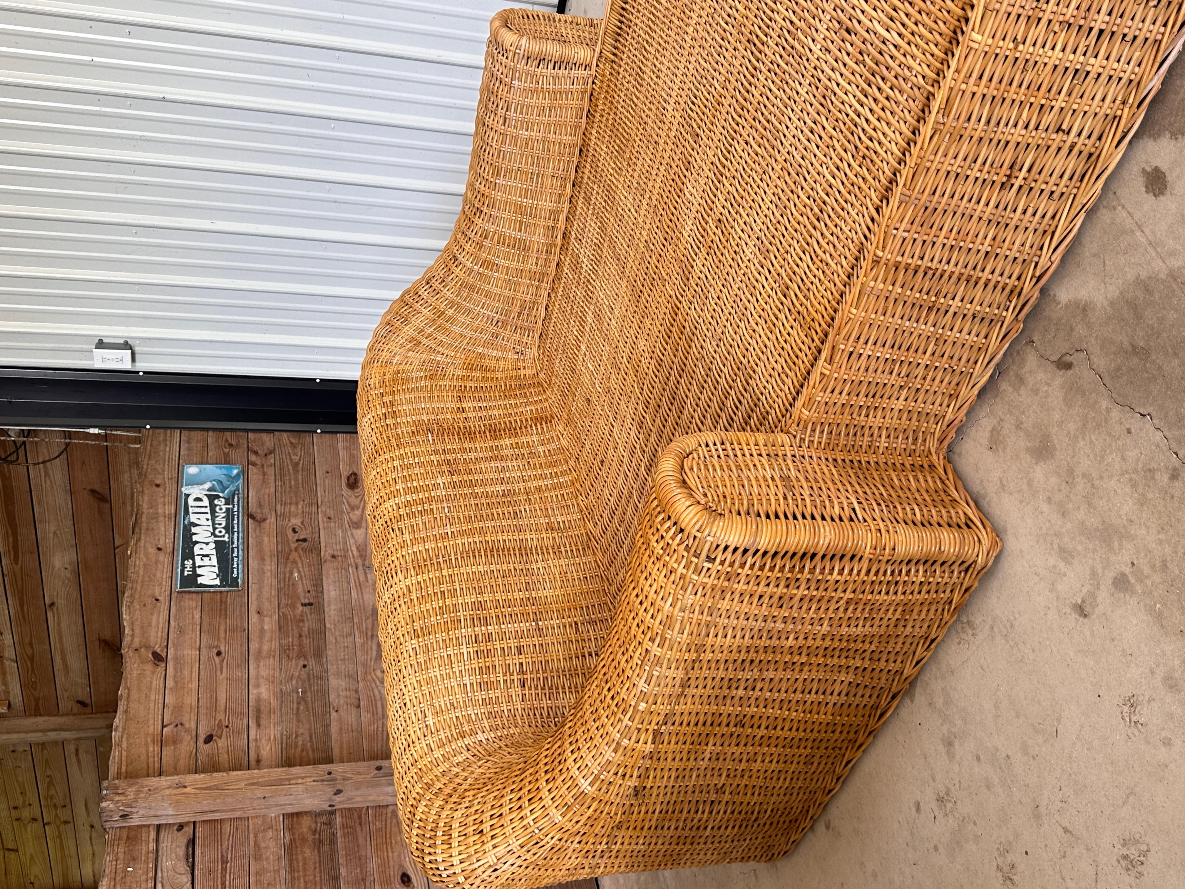 Monumental Organic Modern Rattan Chaise Lounge by Michael Taylor Wicker Works 11
