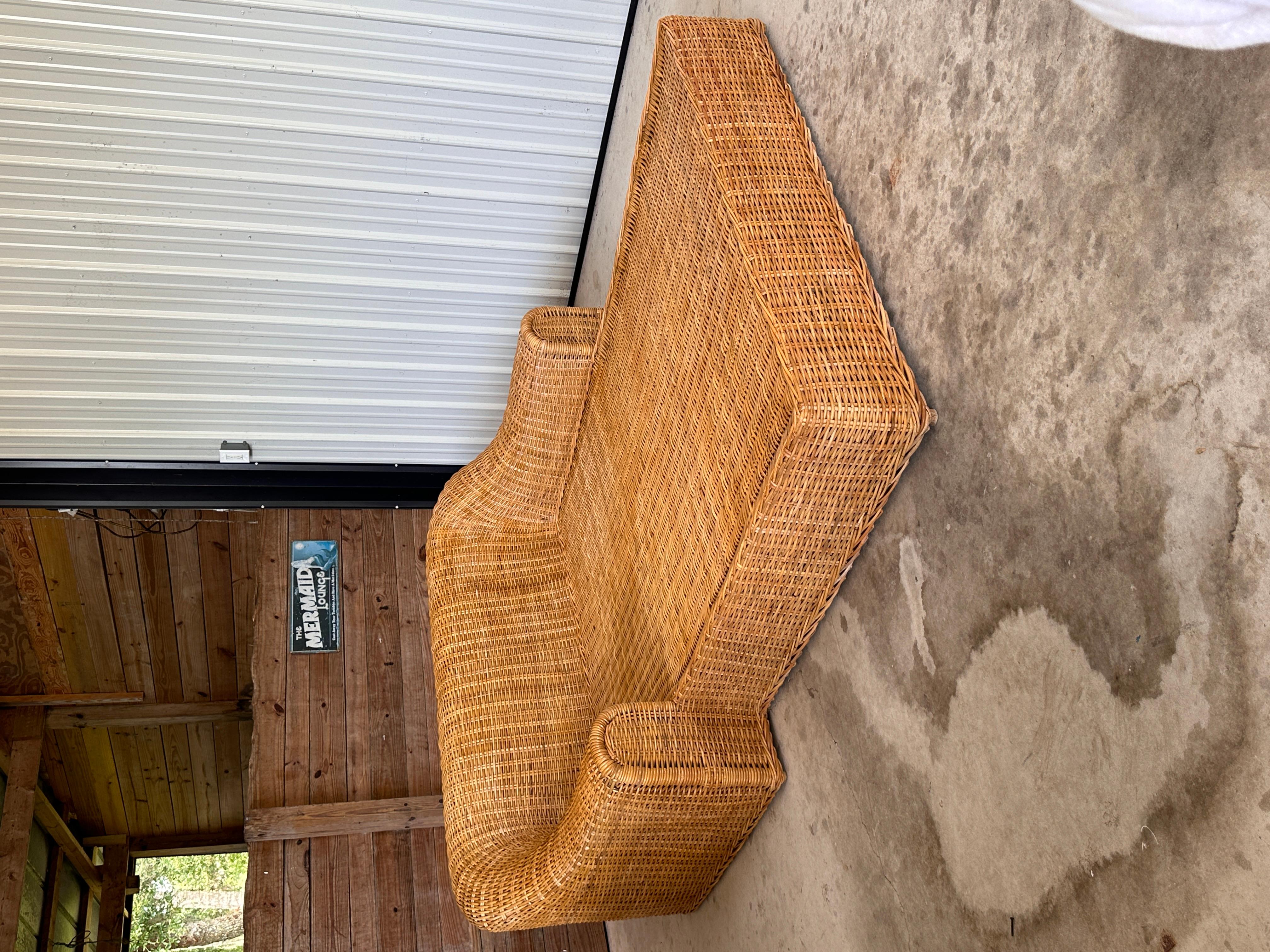Monumental Organic Modern Rattan Chaise Lounge by Michael Taylor Wicker Works 12