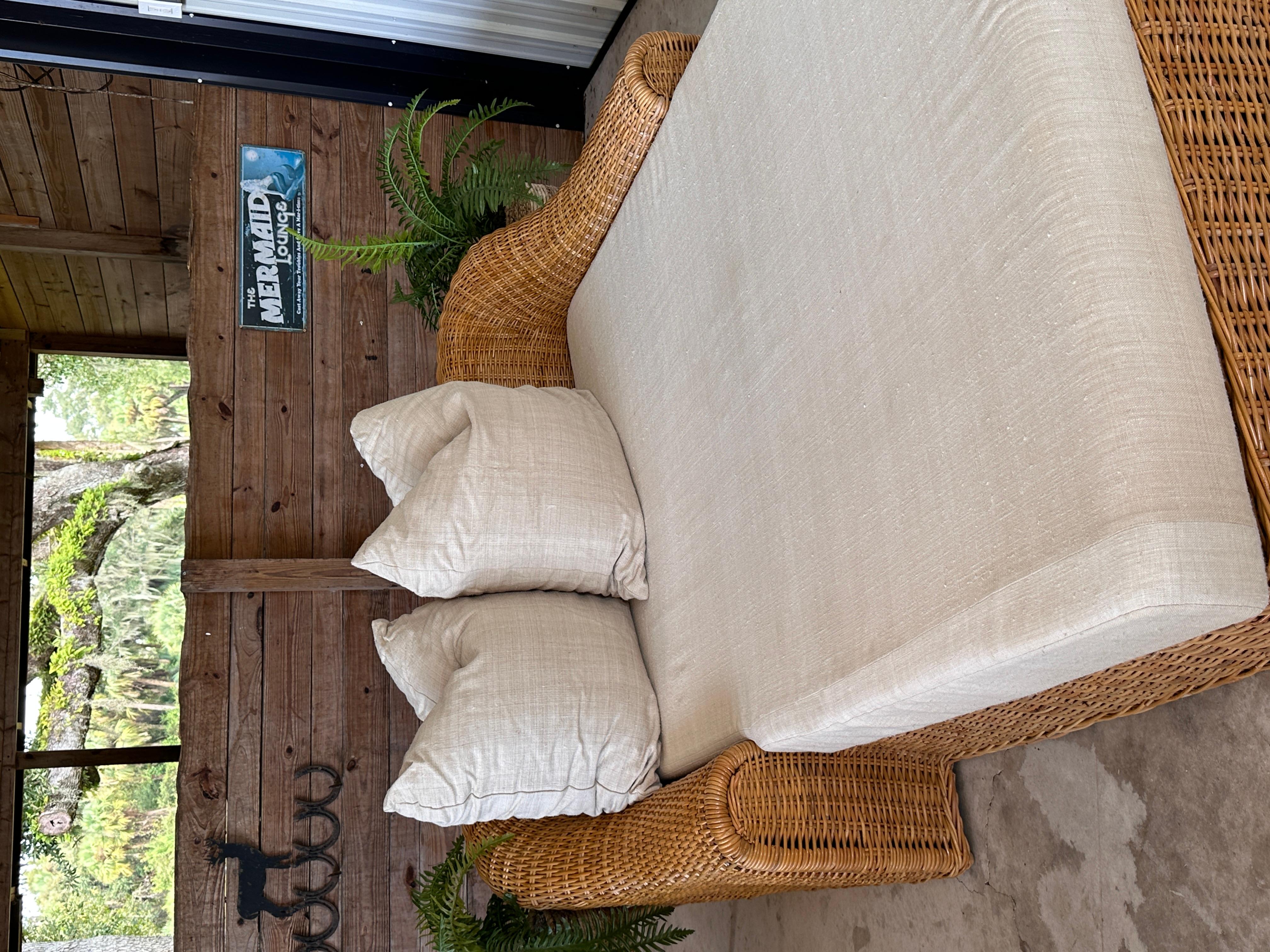 Hand-Crafted Monumental Organic Modern Rattan Chaise Lounge by Michael Taylor Wicker Works