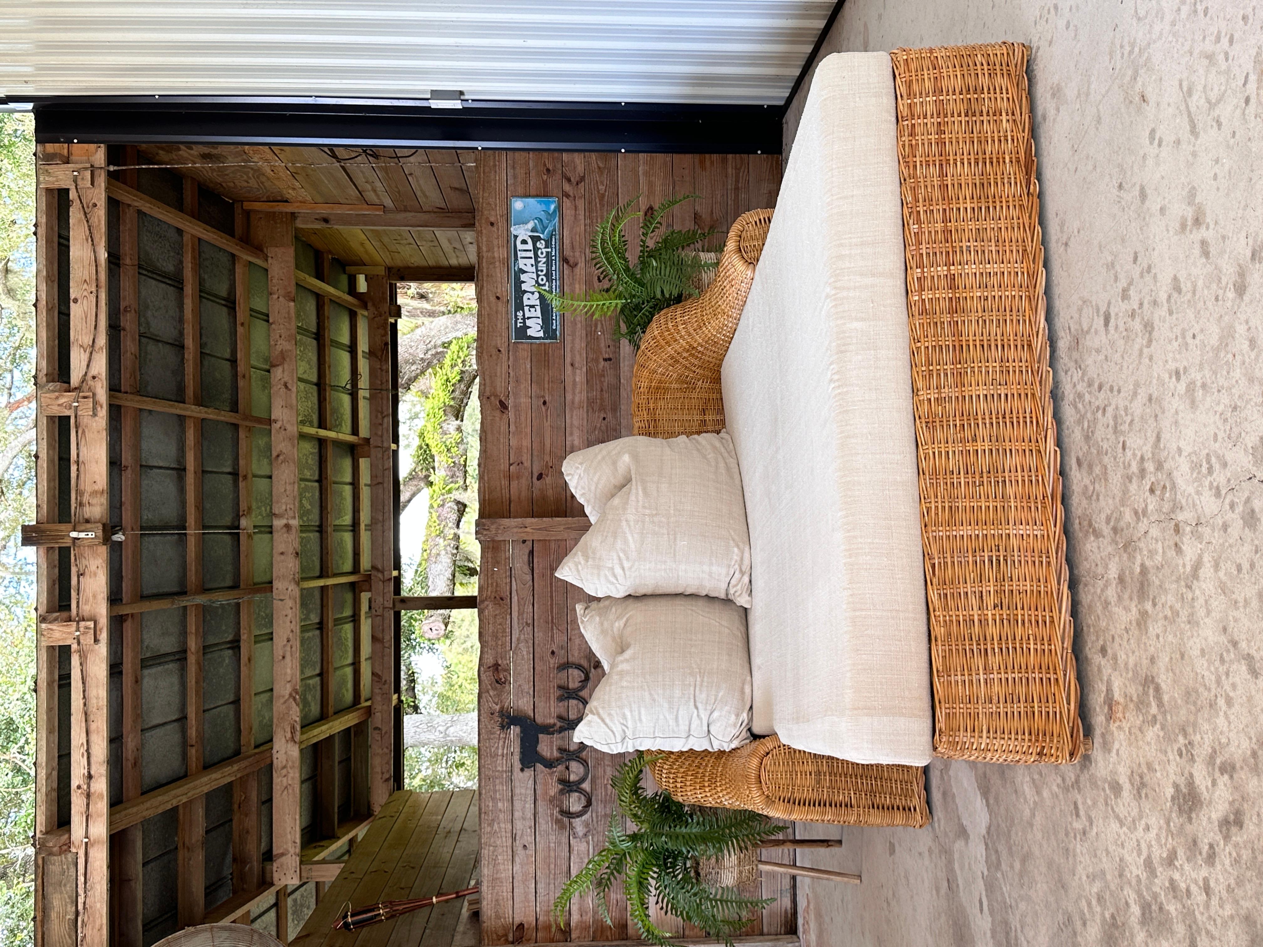 Monumental Organic Modern Rattan Chaise Lounge by Michael Taylor Wicker Works In Good Condition In North Fort Myers, FL