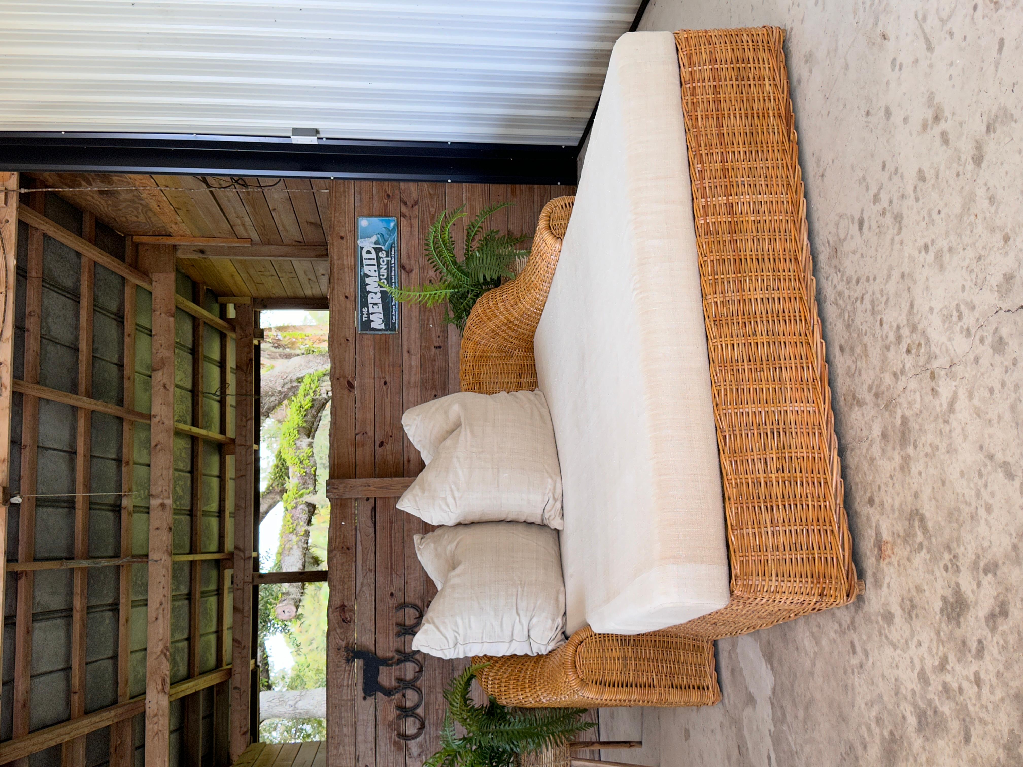 Late 20th Century Monumental Organic Modern Rattan Chaise Lounge by Michael Taylor Wicker Works