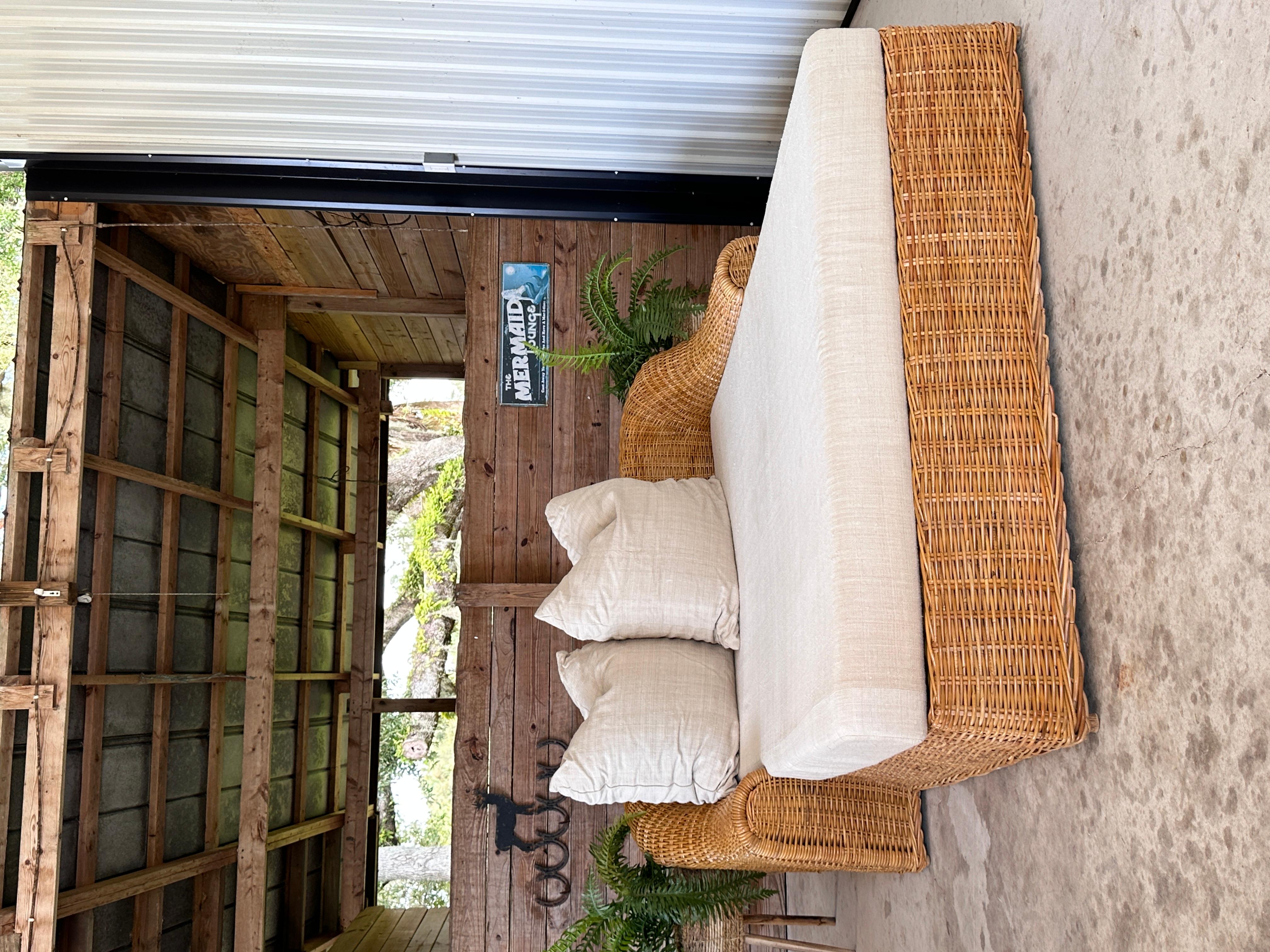 Monumental Organic Modern Rattan Chaise Lounge by Michael Taylor Wicker Works 1